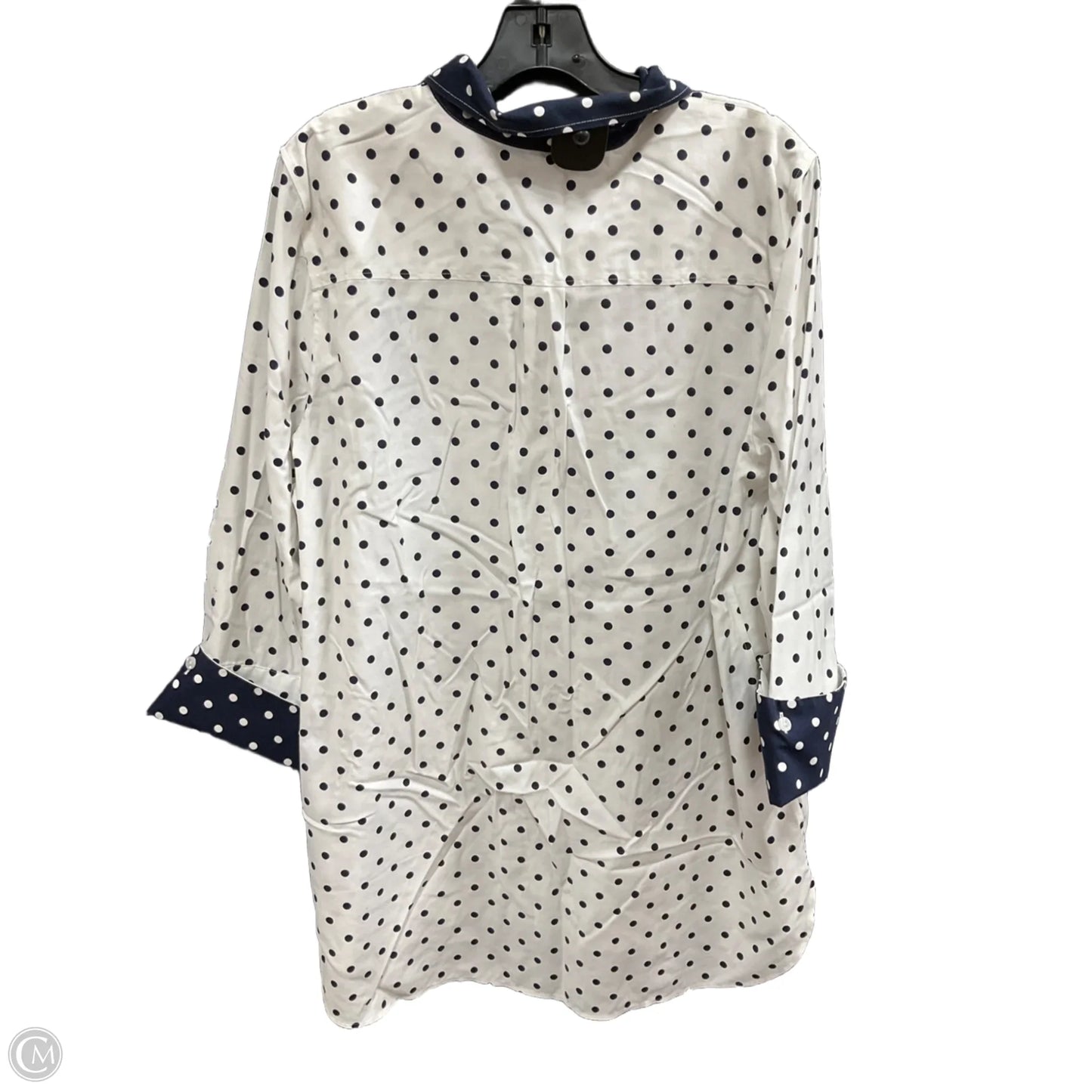 Blouse Long Sleeve By Chicos In Blue & White, Size: Xl