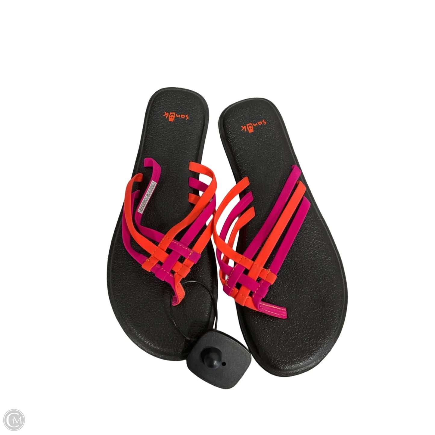 Sandals Flip Flops By Sanuk In Black & Orange, Size: 8