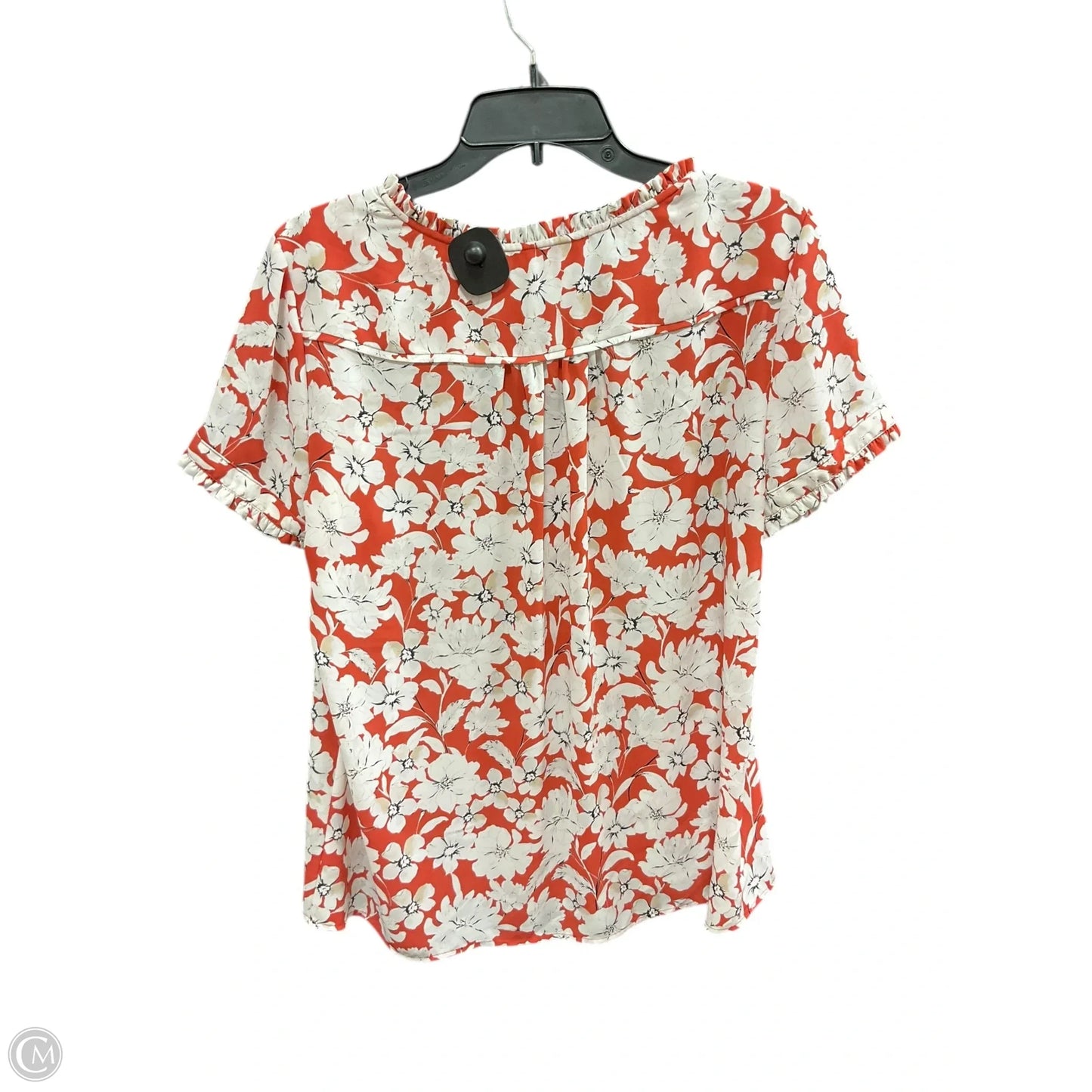 Top Short Sleeve Designer By Karl Lagerfeld In Orange & White, Size: L