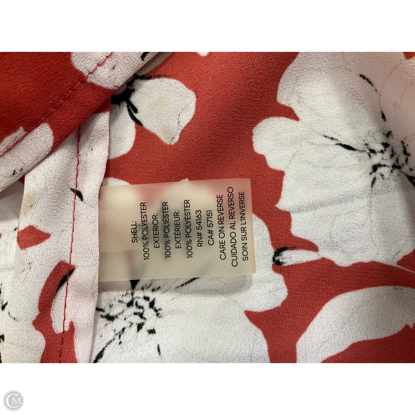 Top Short Sleeve Designer By Karl Lagerfeld In Orange & White, Size: L