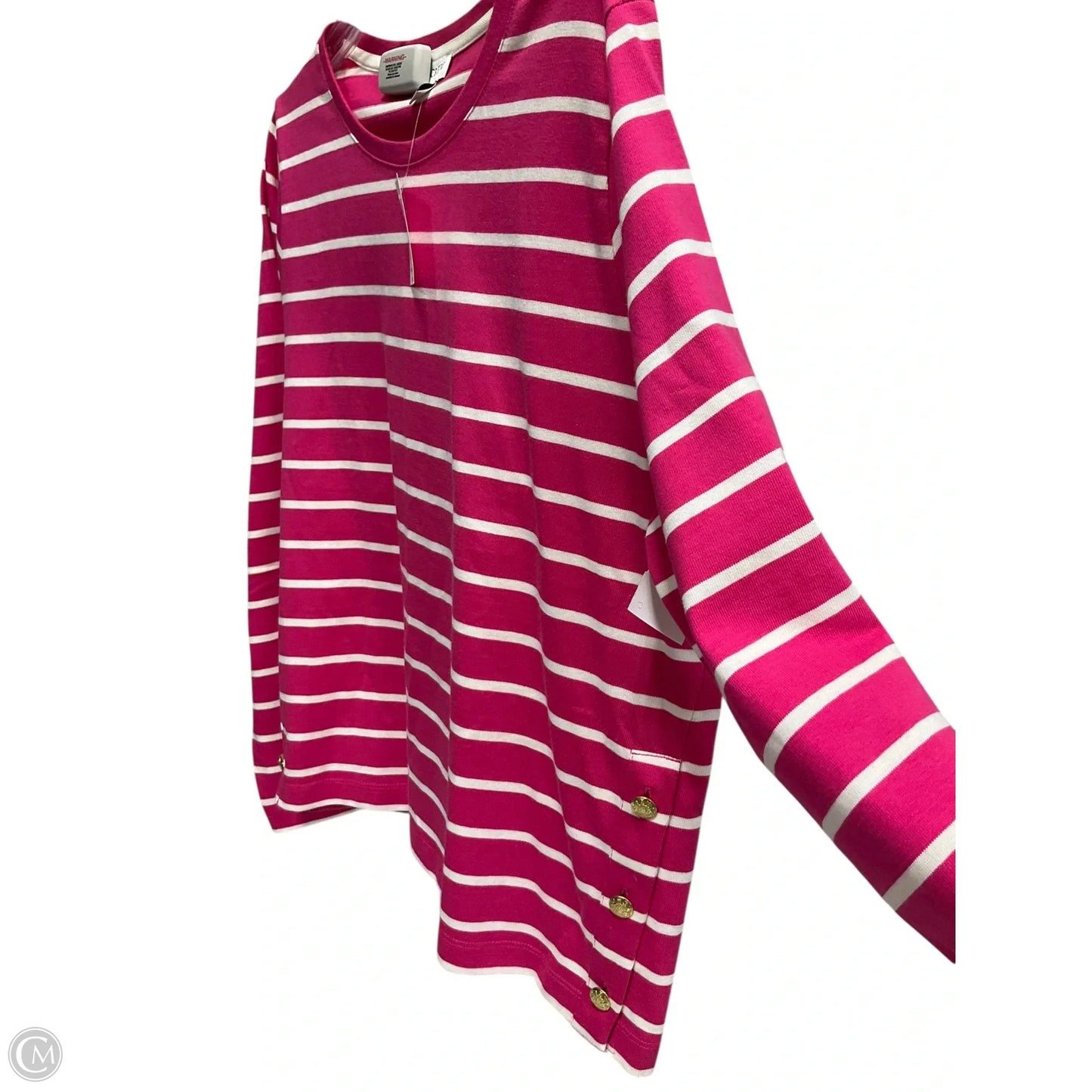 Top Long Sleeve By J. Crew In Pink & White, Size: Xl