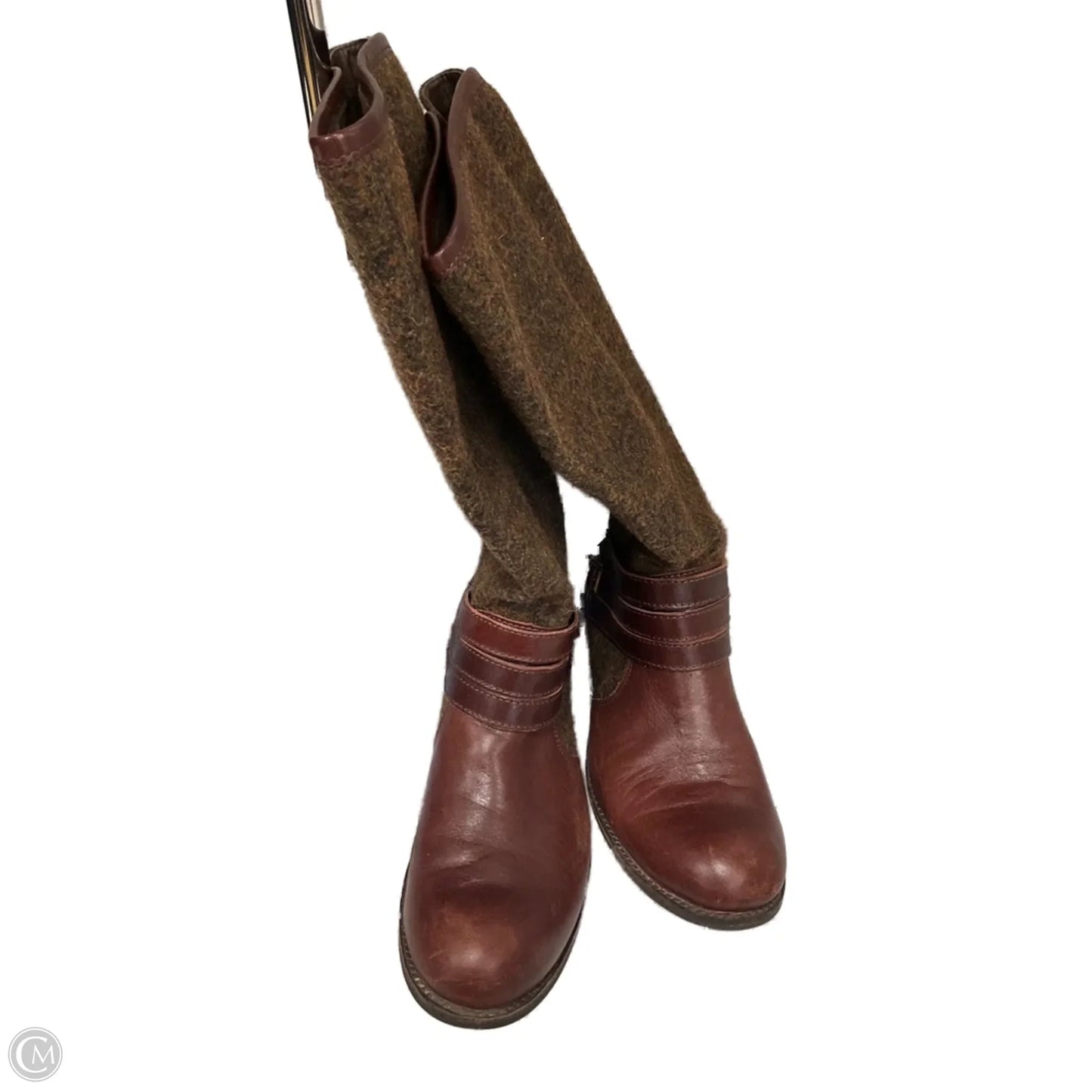 Boots Mid-calf Flats By Cmc In Maroon, Size: 7.5