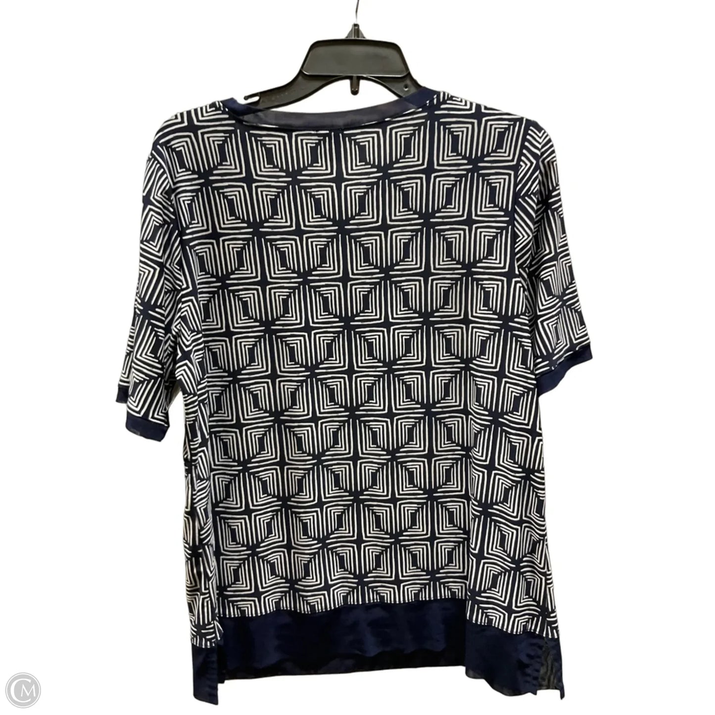 Top Short Sleeve By Anne Klein In Blue & White, Size: L