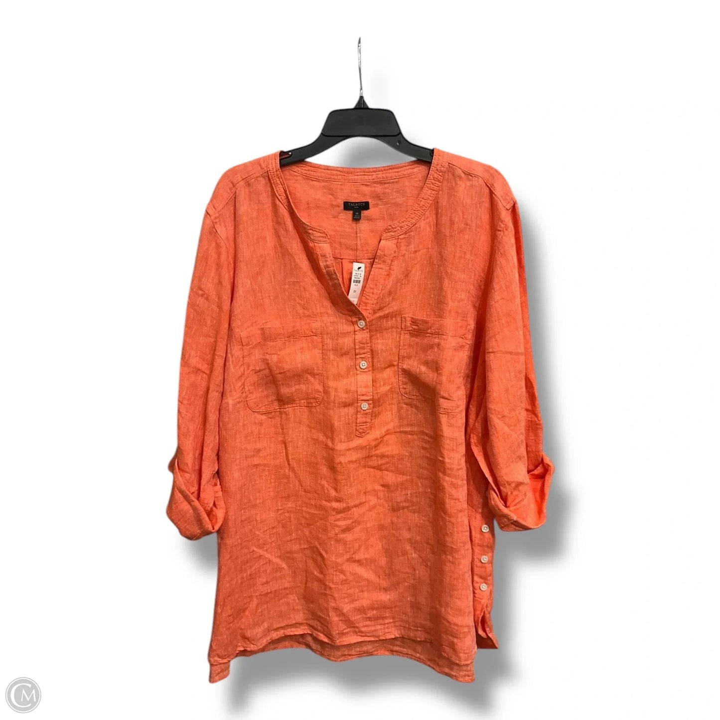 Blouse 3/4 Sleeve By Talbots In Orange, Size: 3x