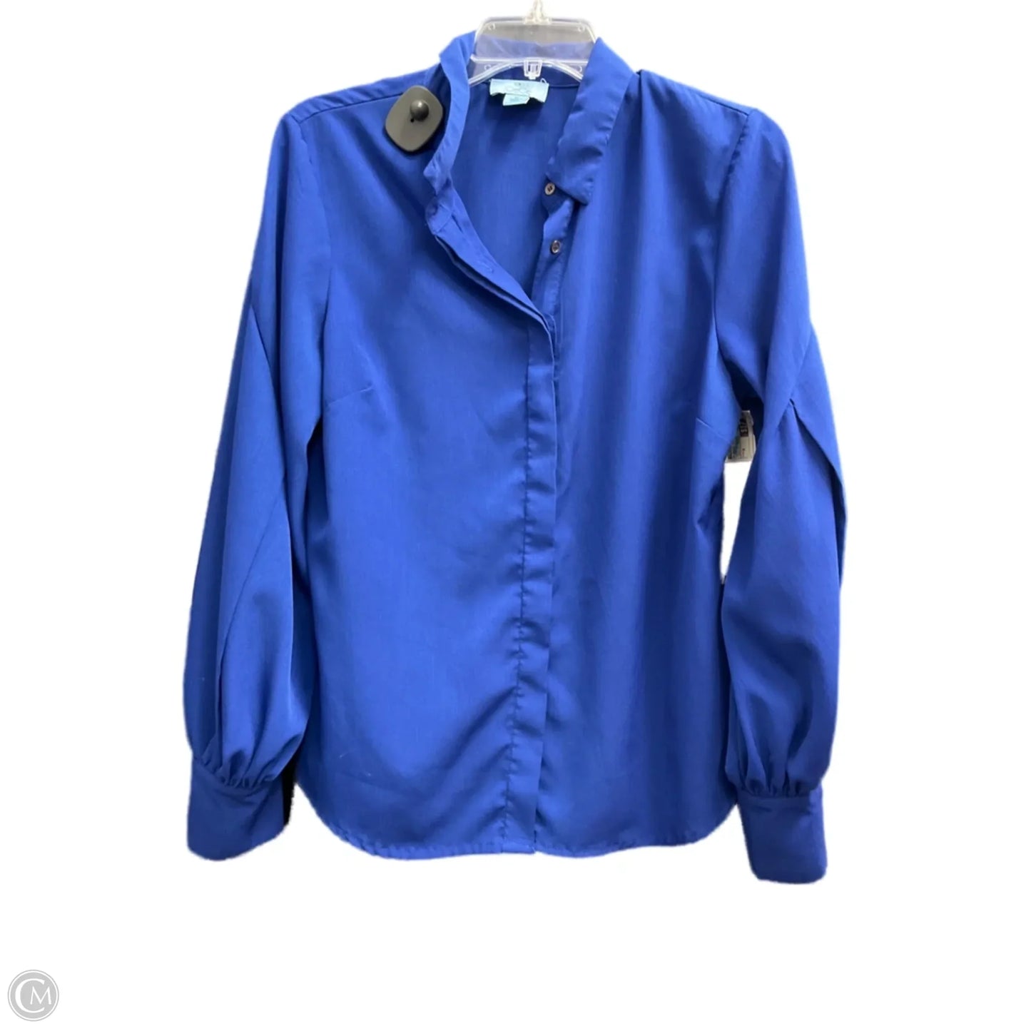 Blouse Long Sleeve By Cece In Blue & Brown, Size: M