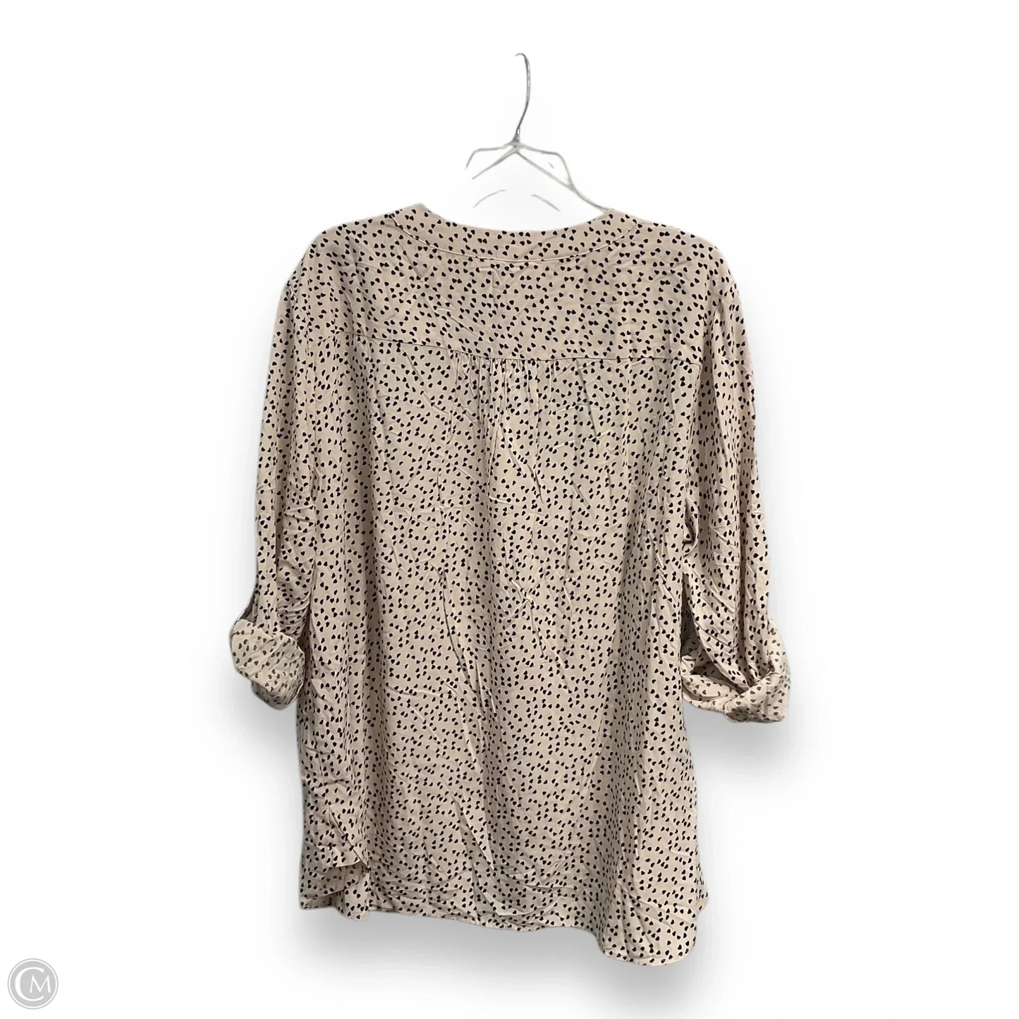 Blouse Long Sleeve By Carolina Belle In Polkadot Pattern, Size: 2x