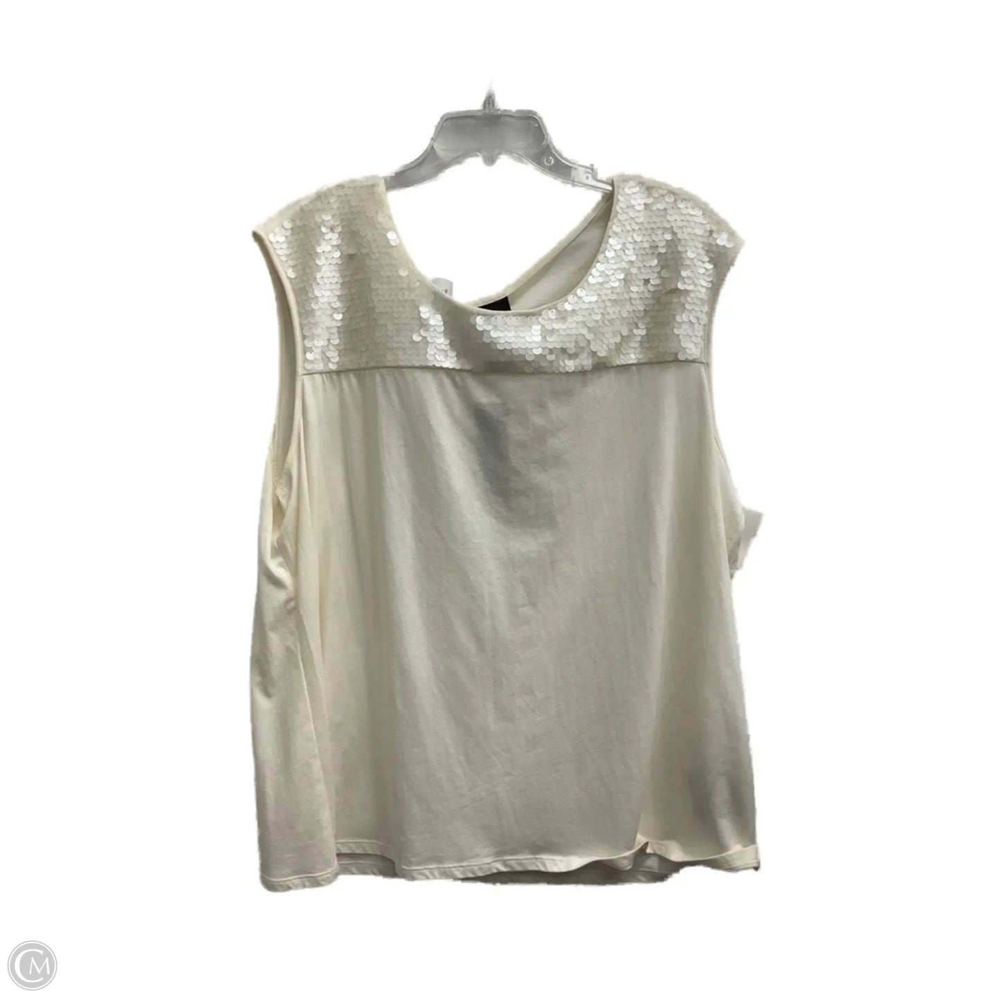 Top Sleeveless By Dana Buchman In Cream, Size: 2x