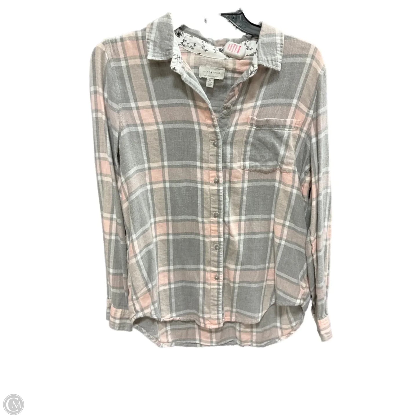 Top Long Sleeve By Lucky Brand In Plaid Pattern, Size: M