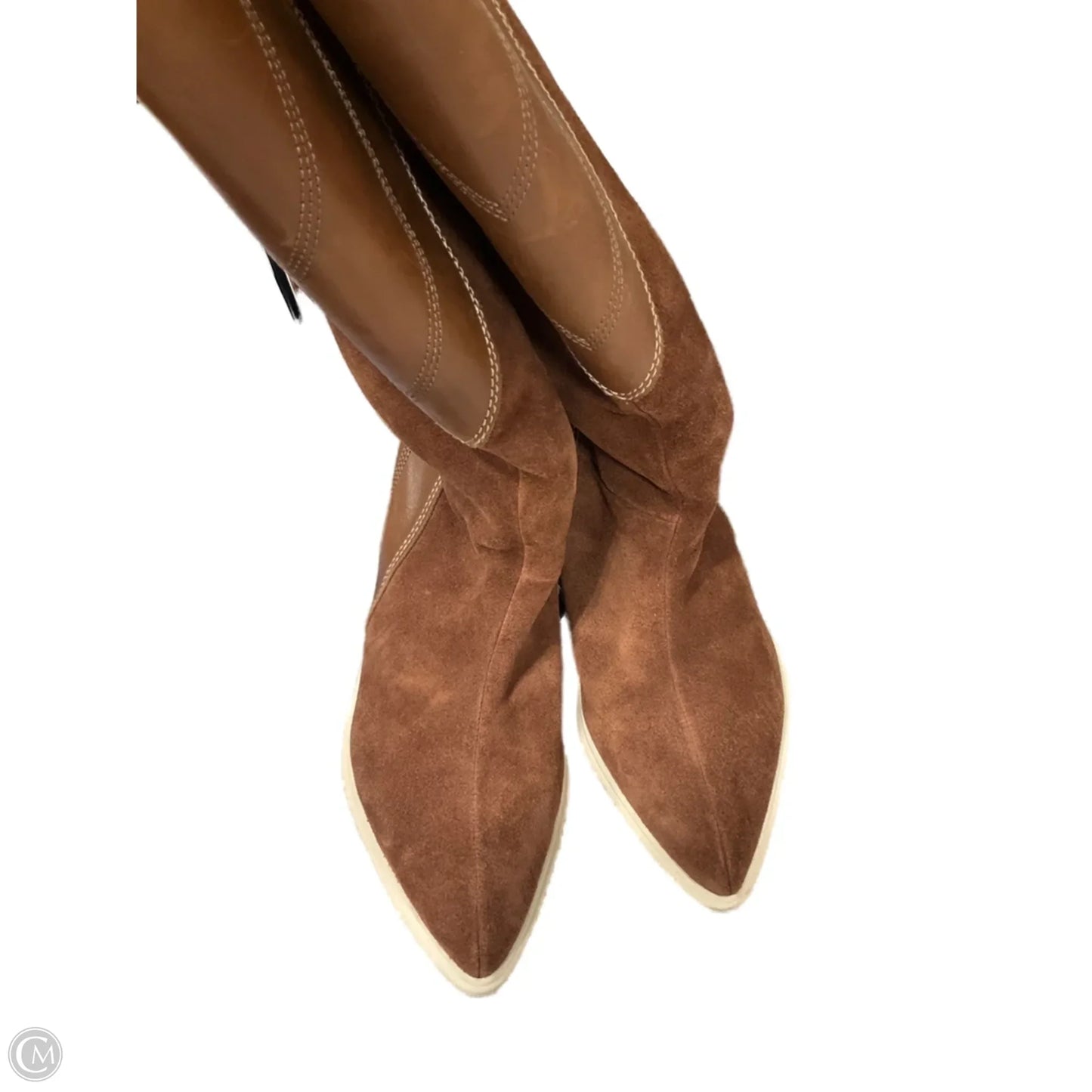 Boots Mid-calf Flats By Clothes Mentor In Brown, Size: 7