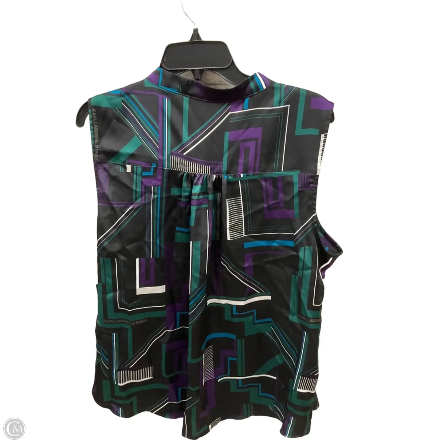 Top Short Sleeve Designer By Karl Lagerfeld In Black, Size: Xl