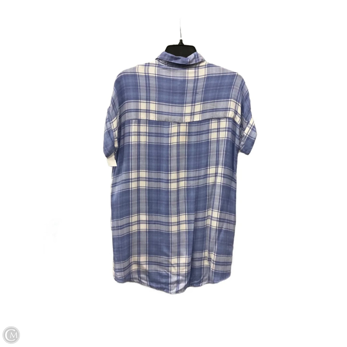 Blouse Short Sleeve By Thread And Supply In Plaid Pattern, Size: M