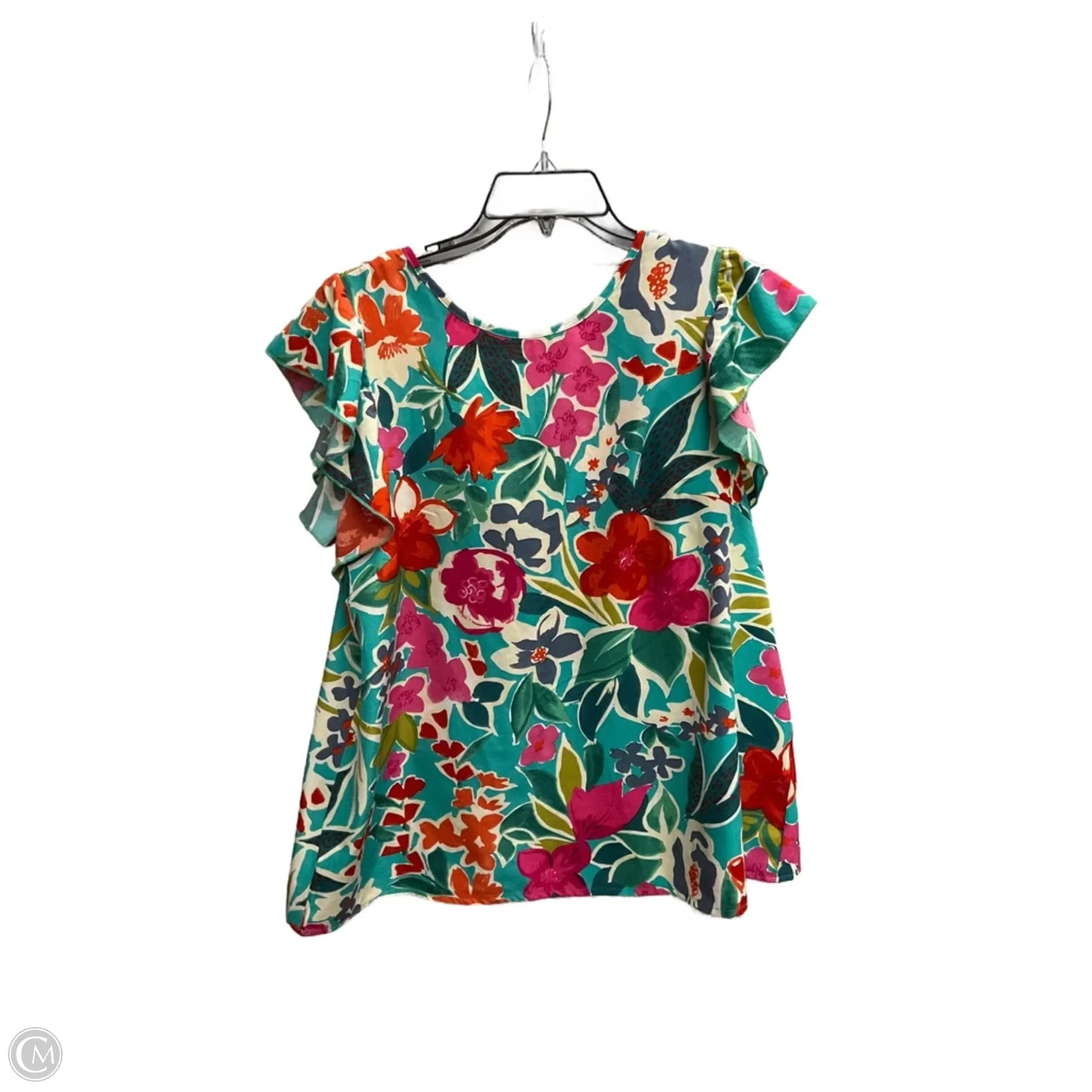 Top Short Sleeve By Shein In Tropical Print, Size: Xl