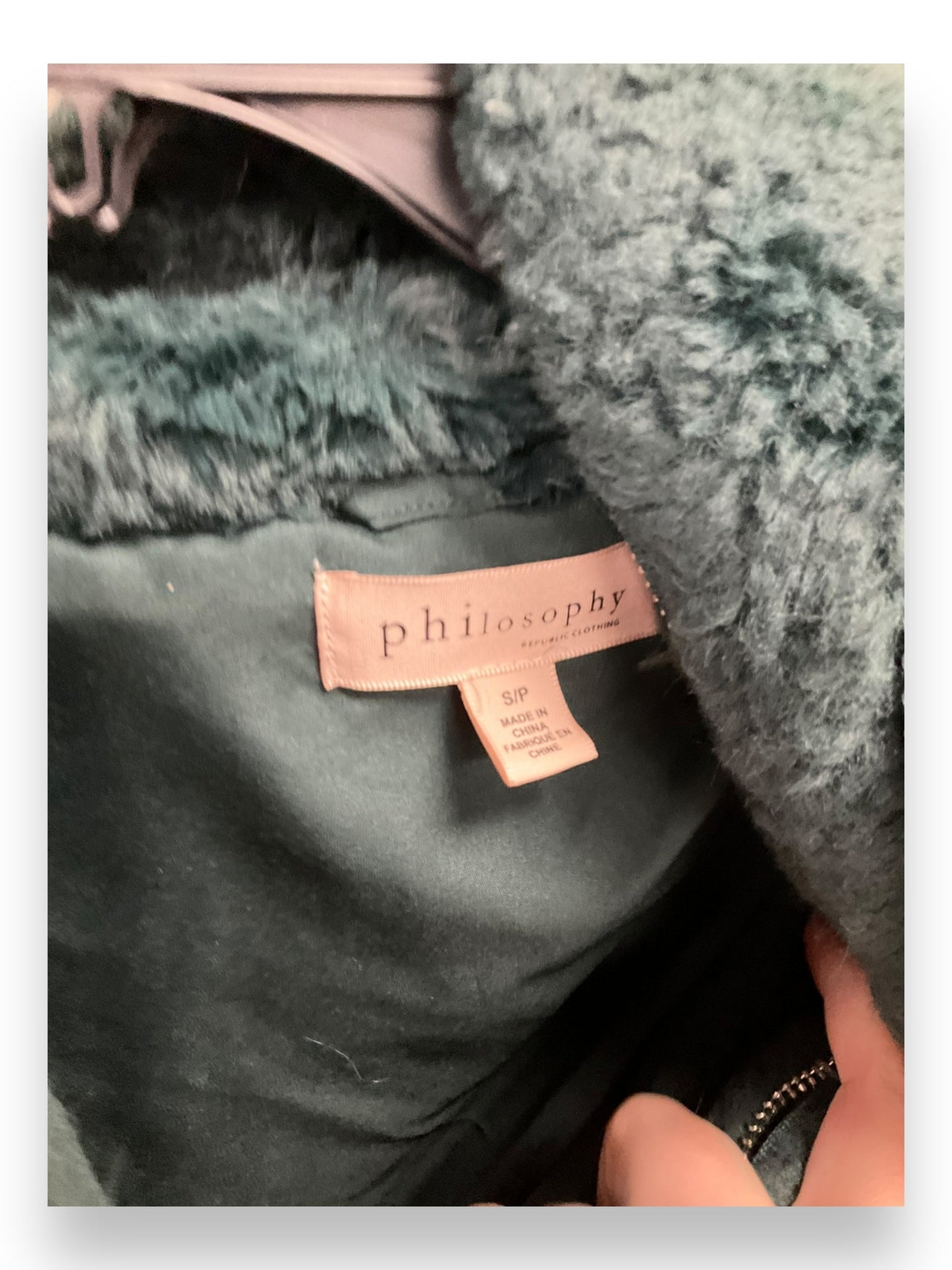 Jacket Faux Fur & Sherpa By Philosophy In Green, Size: S