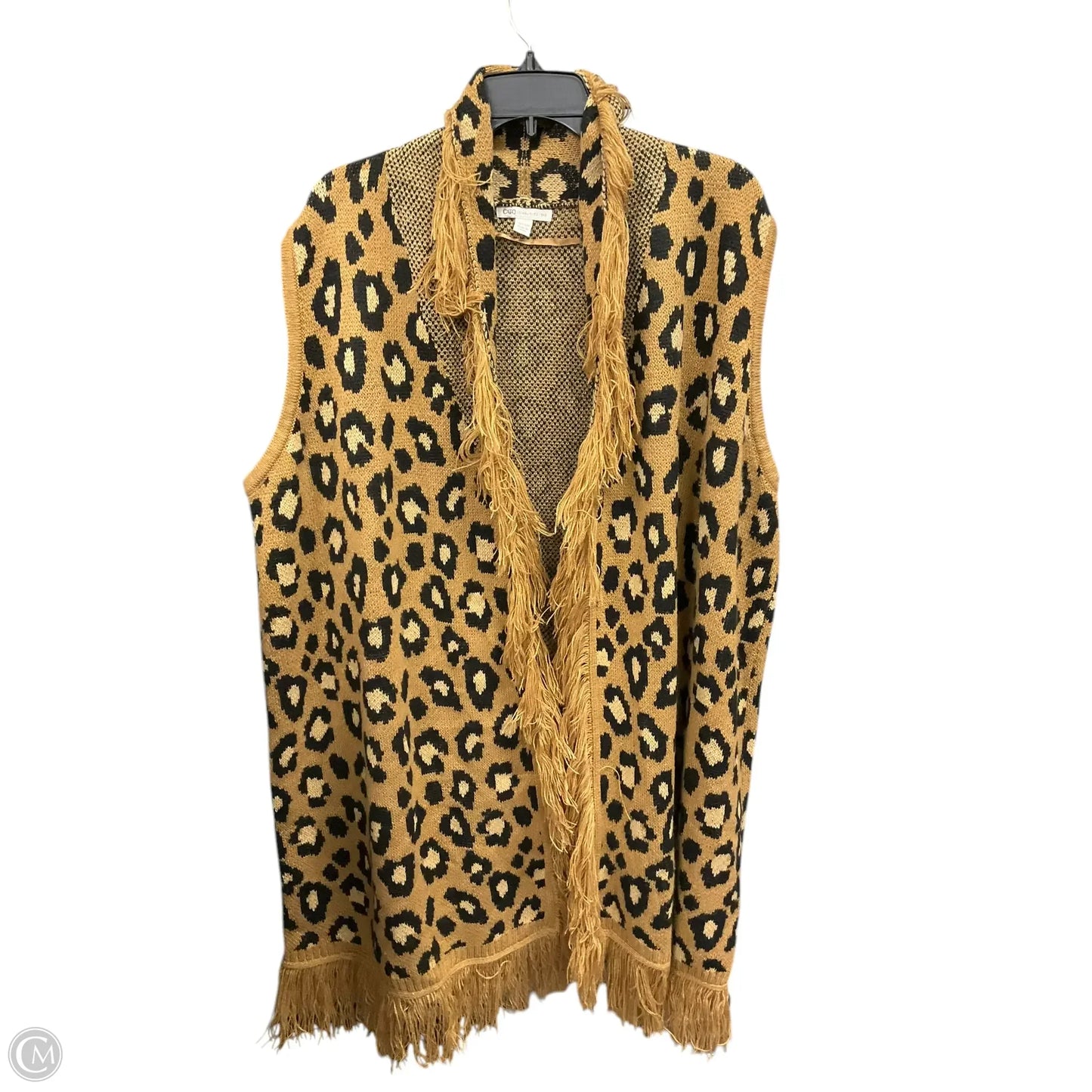 Sweater Cardigan By Cato In Animal Print, Size: 2x