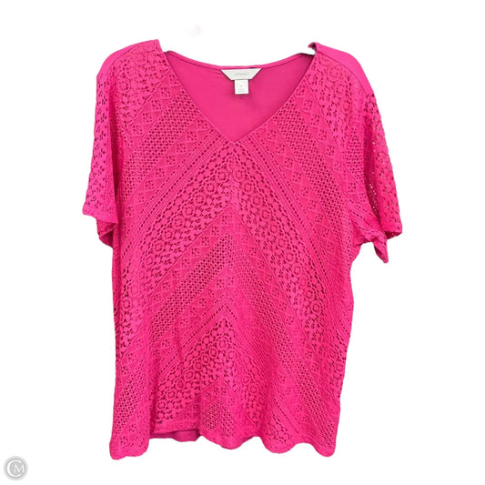 Top Short Sleeve By Cj Banks In Pink, Size: 1x