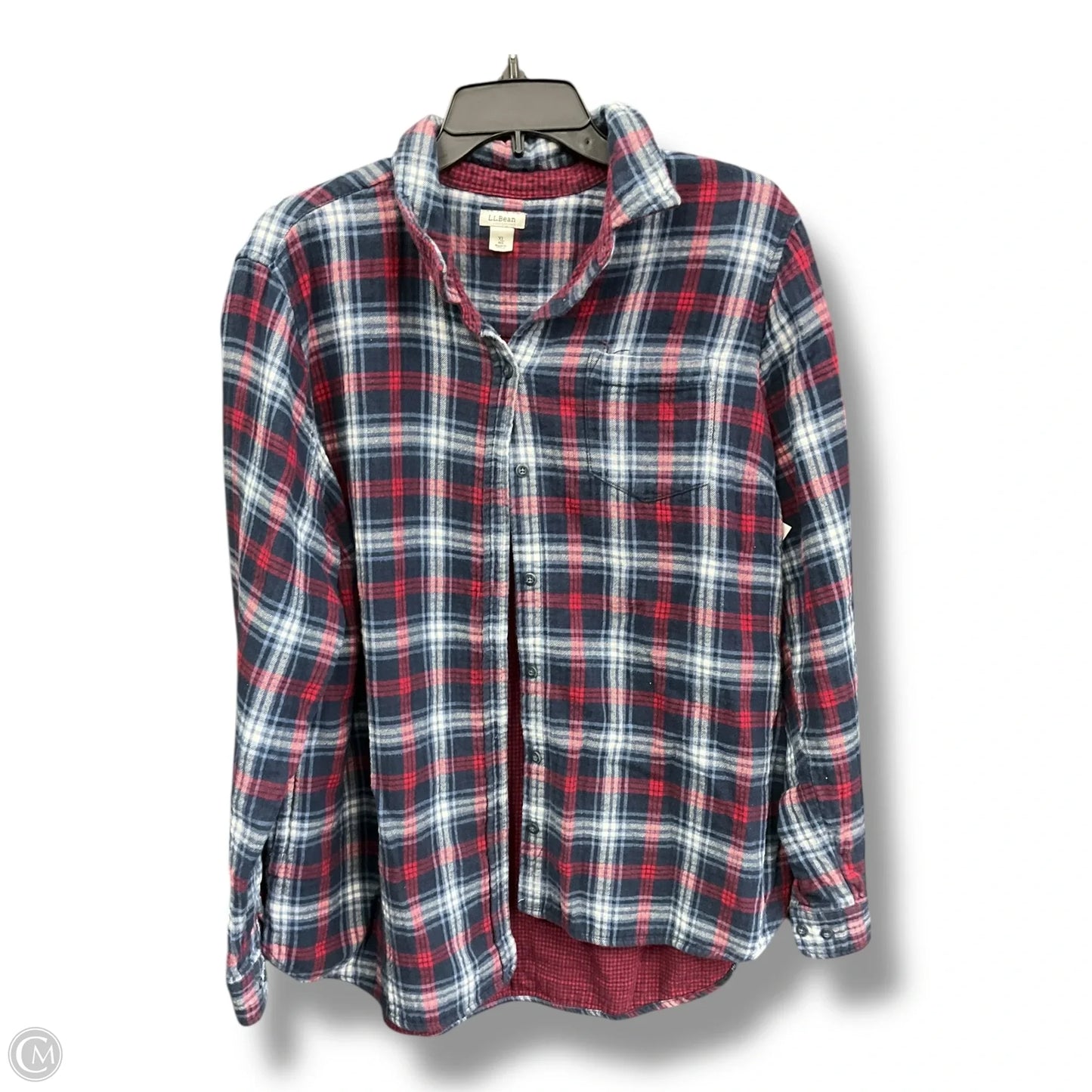 Blouse Long Sleeve By L.l. Bean In Plaid Pattern, Size: Xl