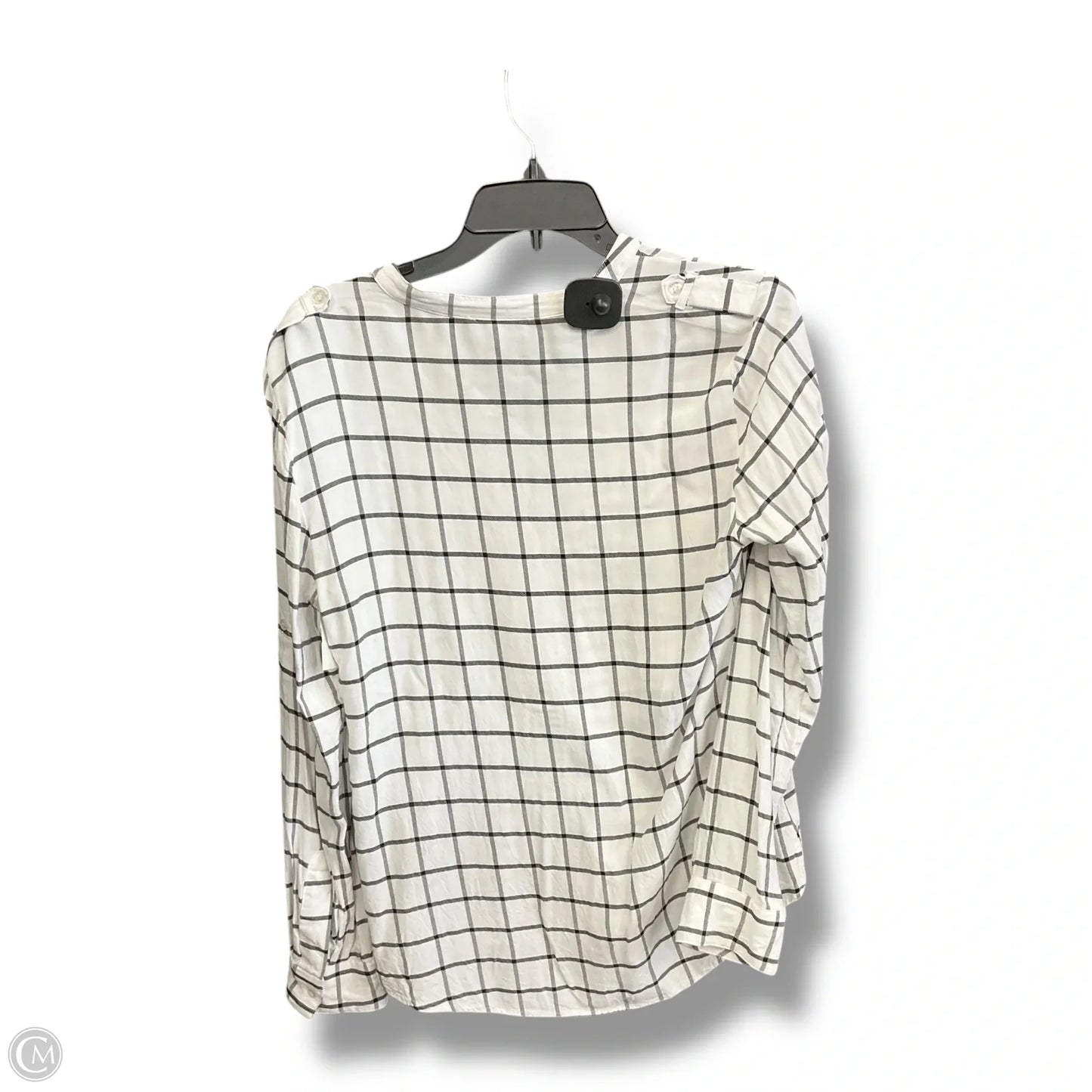Blouse Long Sleeve By Calvin Klein In Checkered Pattern, Size: S