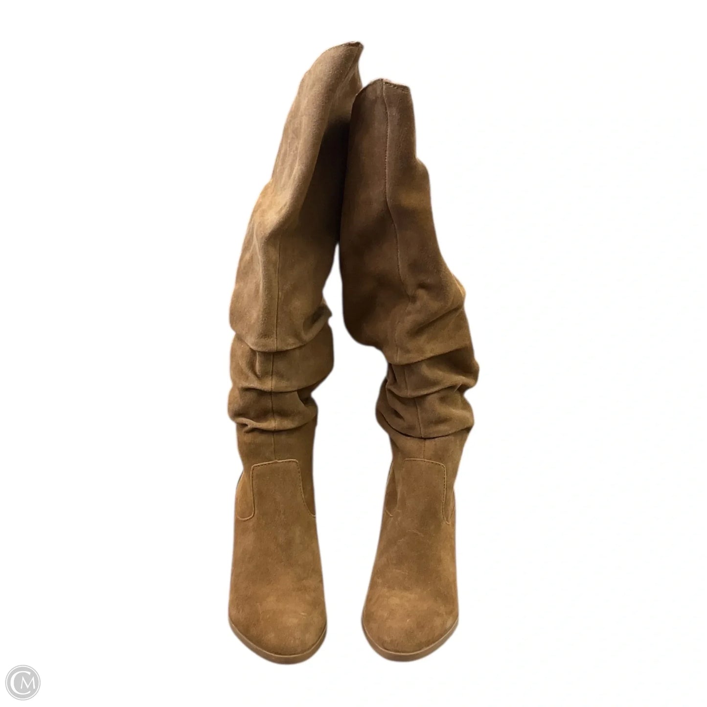 Boots Knee Heels By Nine West In Tan, Size: 8