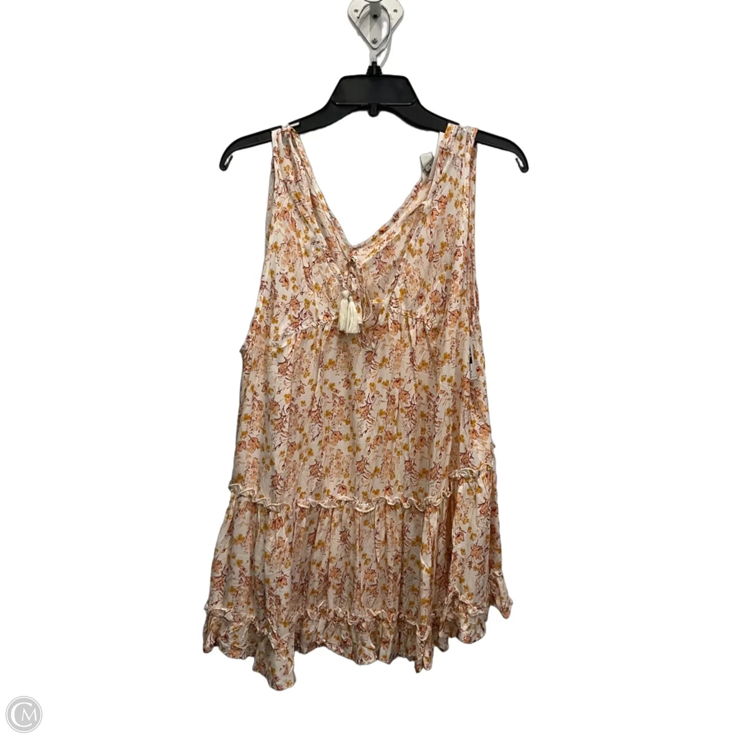 Top Sleeveless By Cato In Orange & White, Size: Xl
