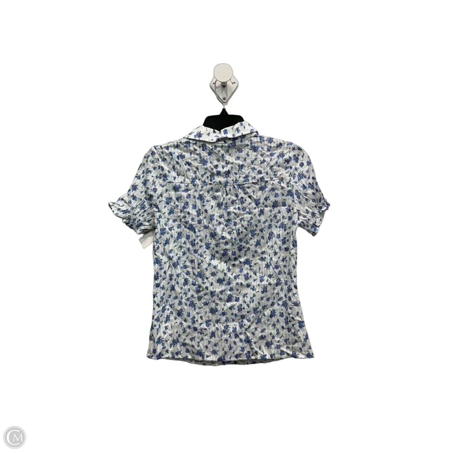 Blouse Short Sleeve By Allegra K In Blue & White, Size: Xs