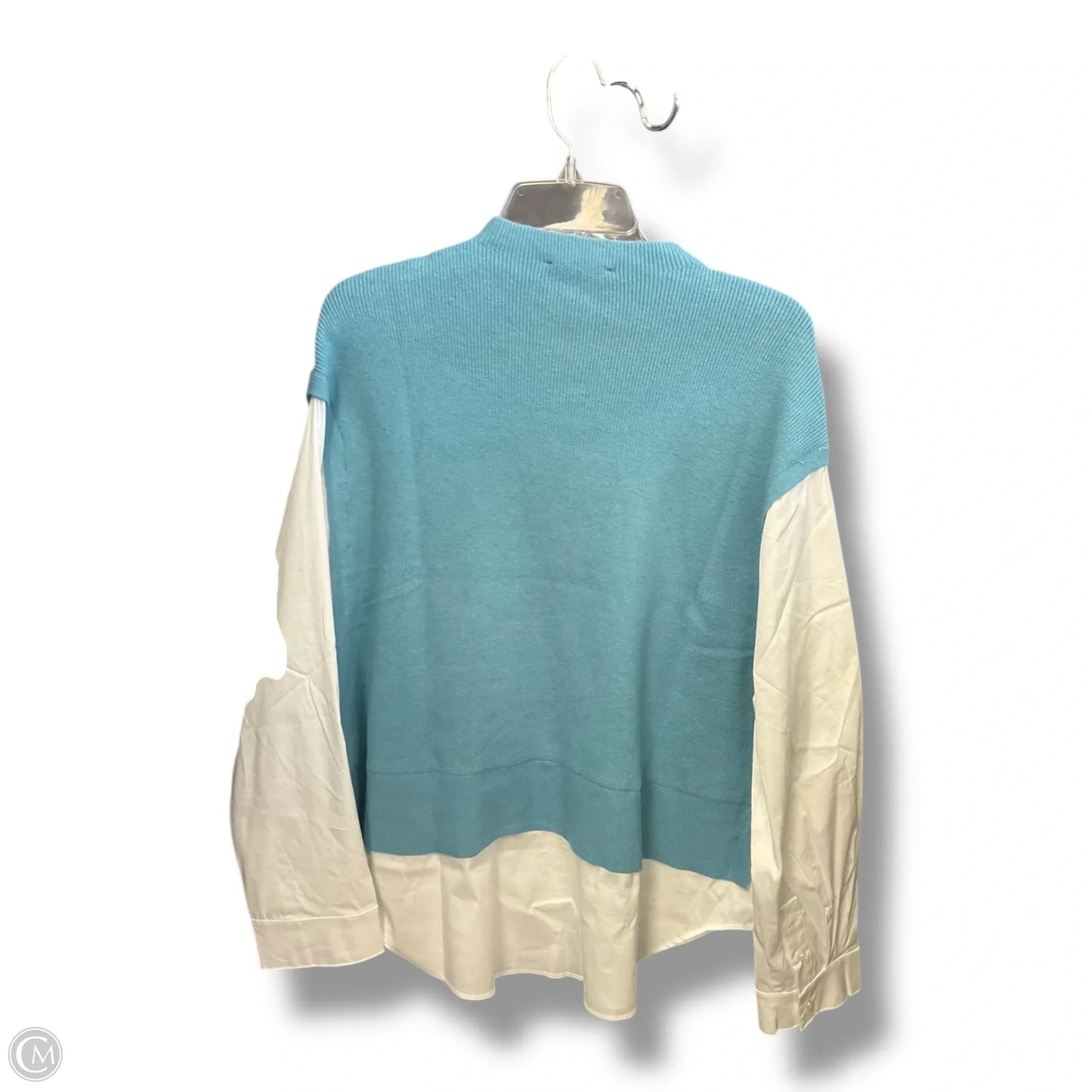 Top Long Sleeve By Ann Taylor In Blue & White, Size: Xl