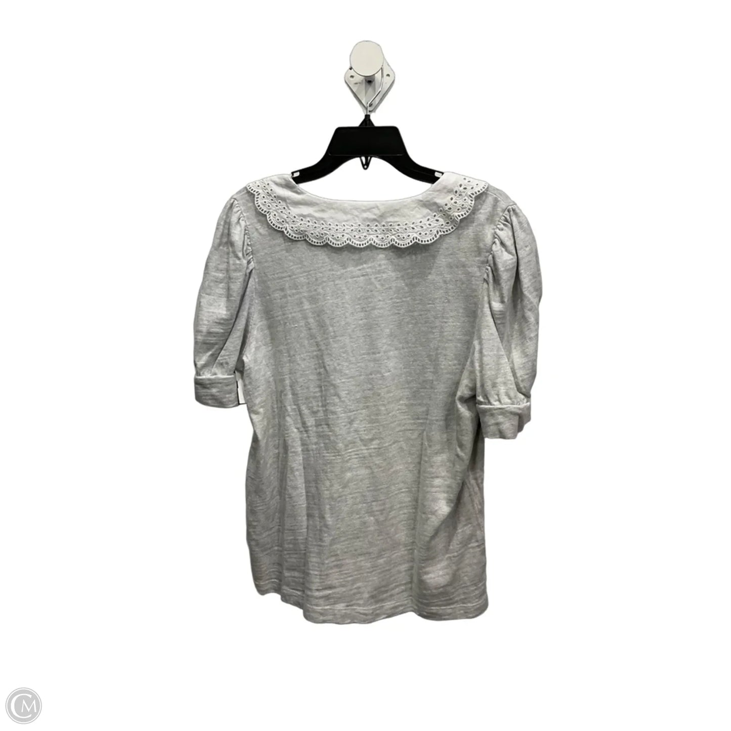 Top Short Sleeve By Loft In Grey & White, Size: L