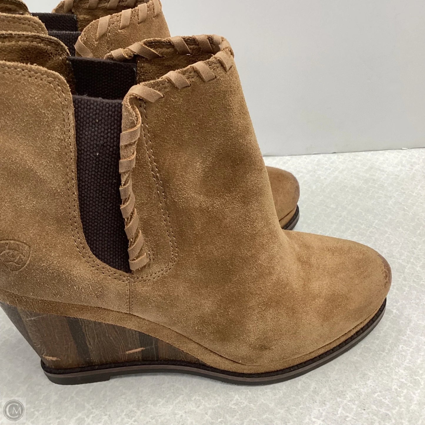 Boots Ankle Heels By Ariat In Brown, Size: 9.5