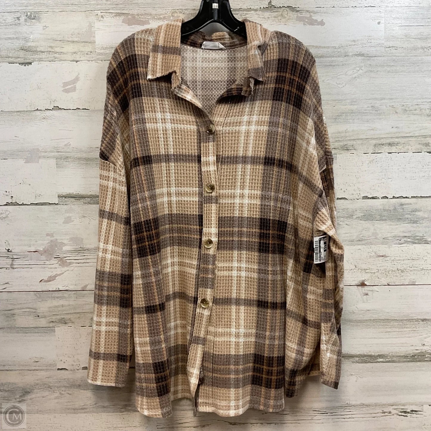 Jacket Shirt By First Love In Brown, Size: 3x