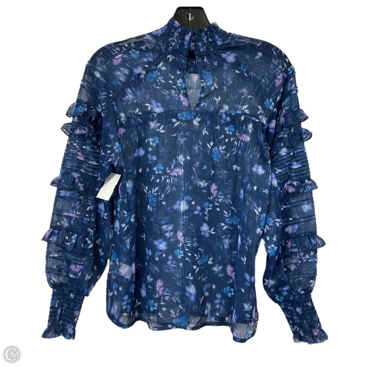 Blouse Long Sleeve By French Connection In Blue, Size: Xs
