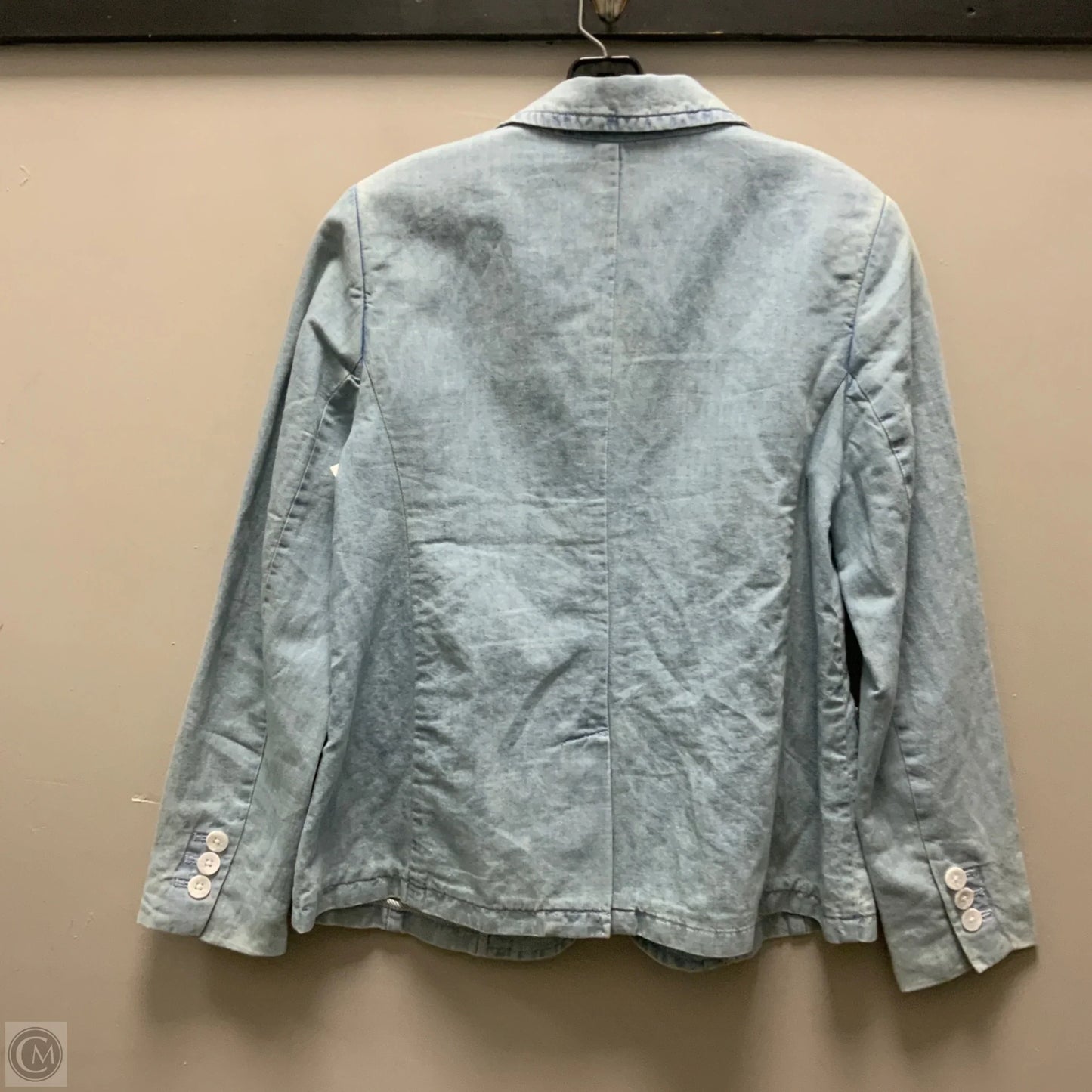 Blazer By Talbots In Blue Denim, Size: M