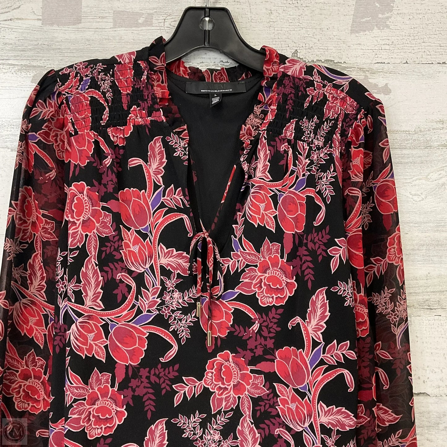 Blouse Long Sleeve By White House Black Market In Red, Size: L
