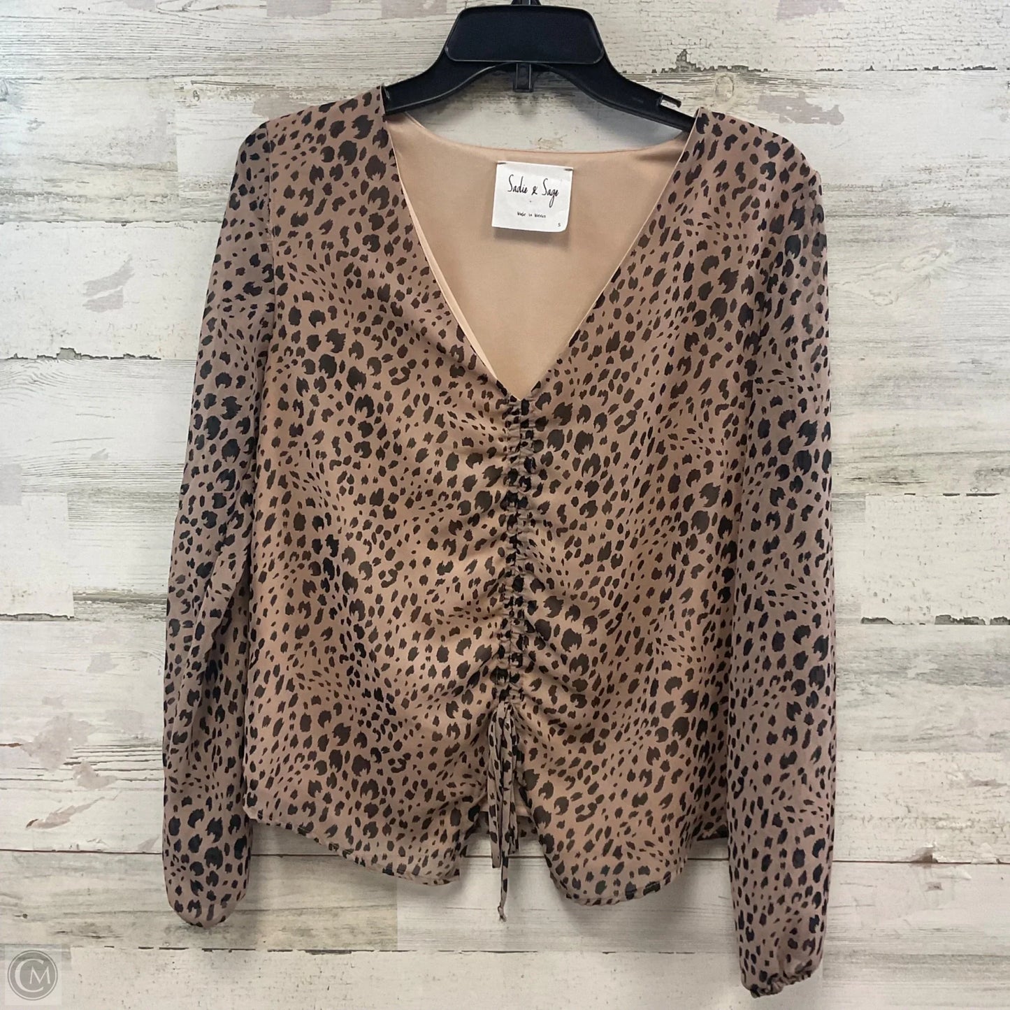 Blouse Long Sleeve By SADIE & SAGE In Animal Print, Size: S