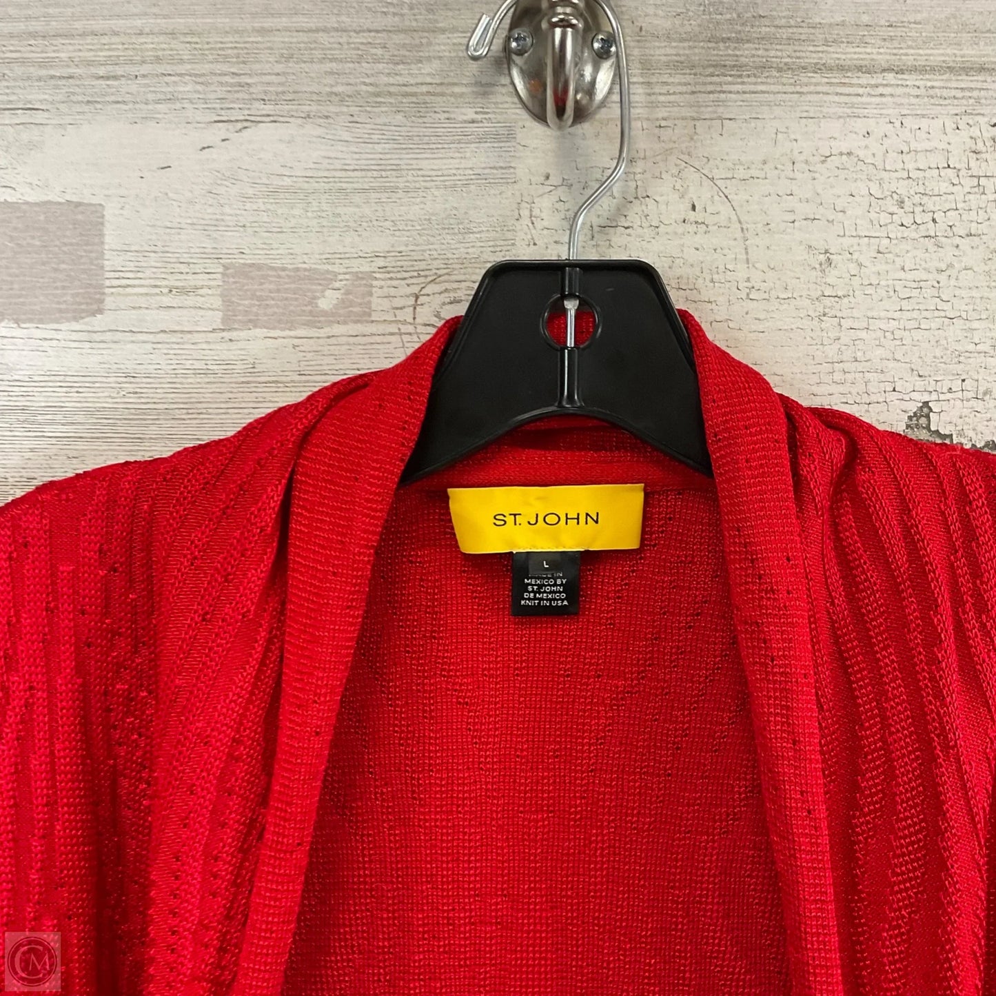 Cardigan Designer By St John Knits In Red, Size: L