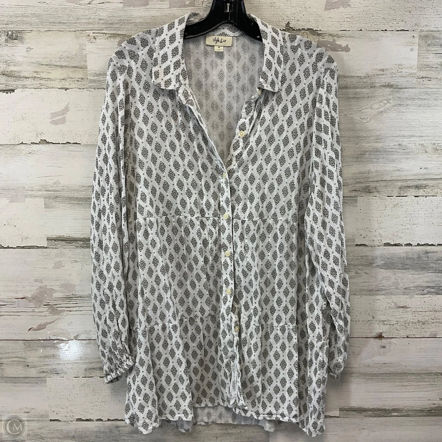 Top Long Sleeve By Style And Company In White, Size: 1x