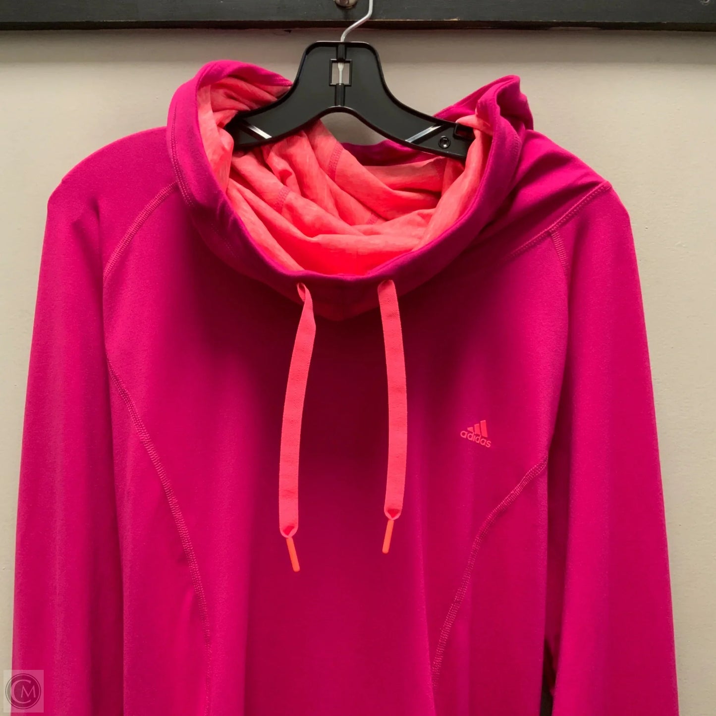 Athletic Top Long Sleeve Hoodie By Adidas In Pink, Size: Xl