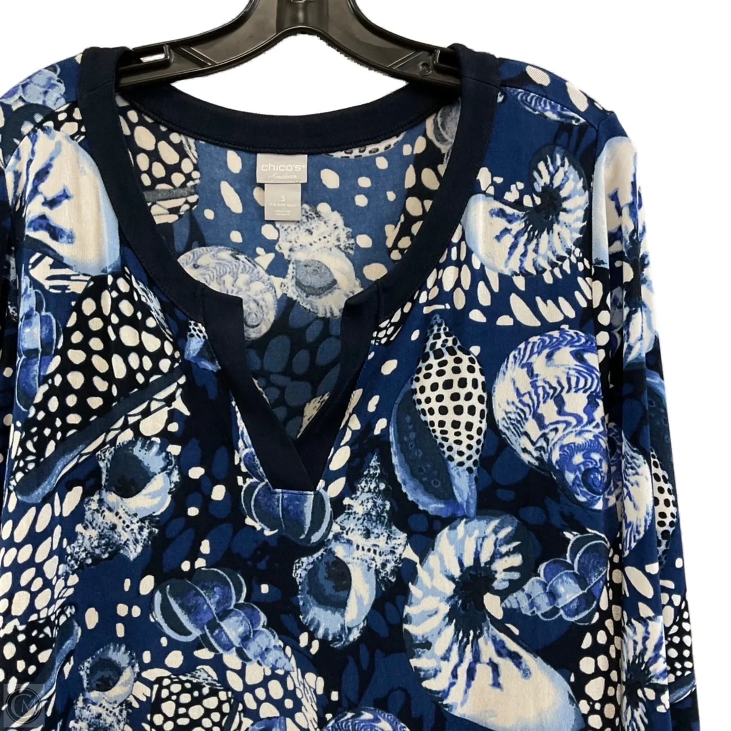 Top 3/4 Sleeve By Chicos In Blue, Size: Xl