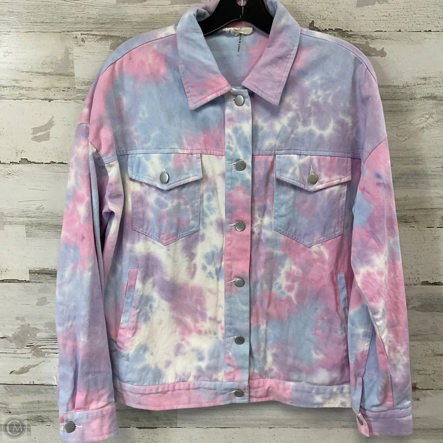 Jacket Denim By Entro In Blue & Pink, Size: S