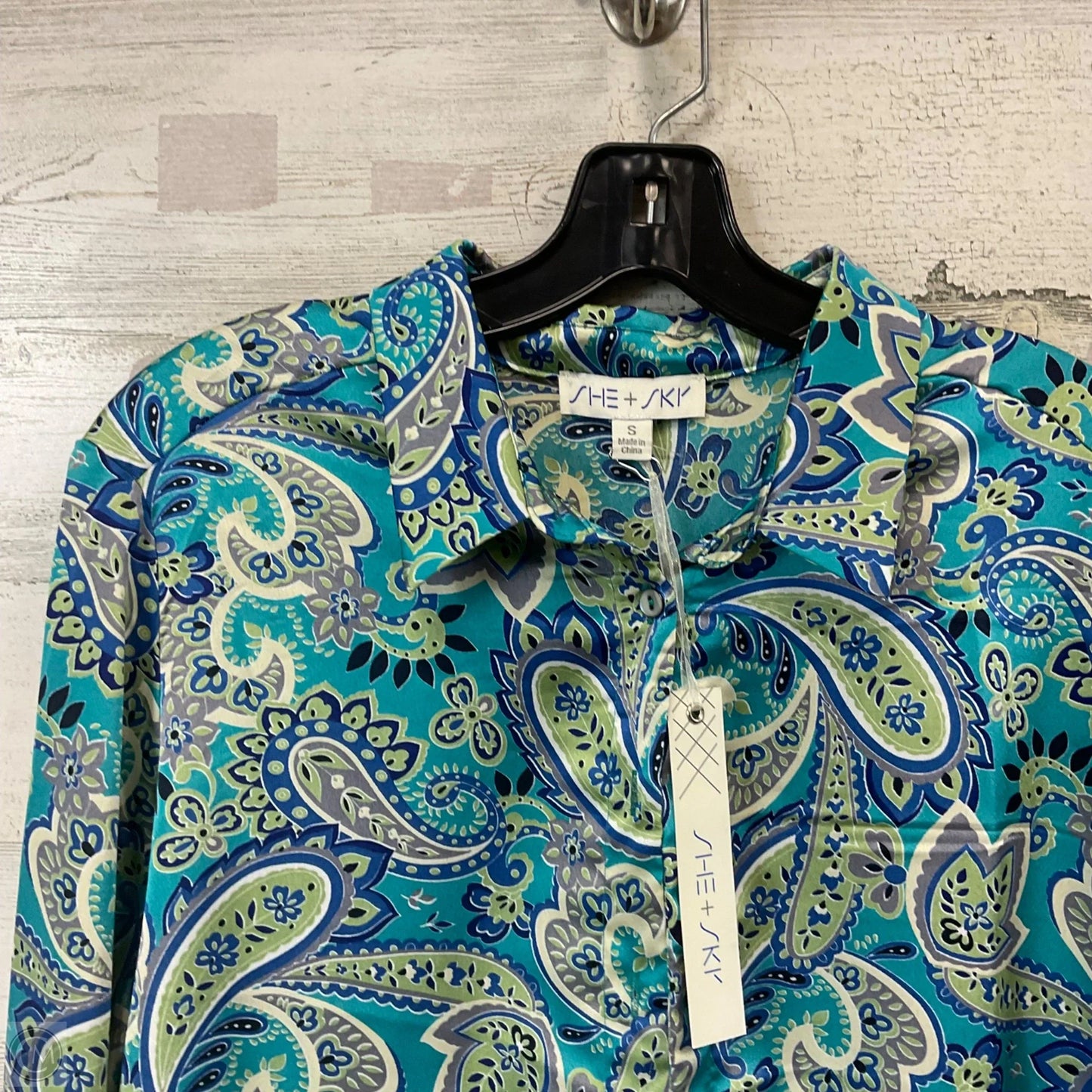 Blouse Long Sleeve By She + Sky In Blue, Size: S