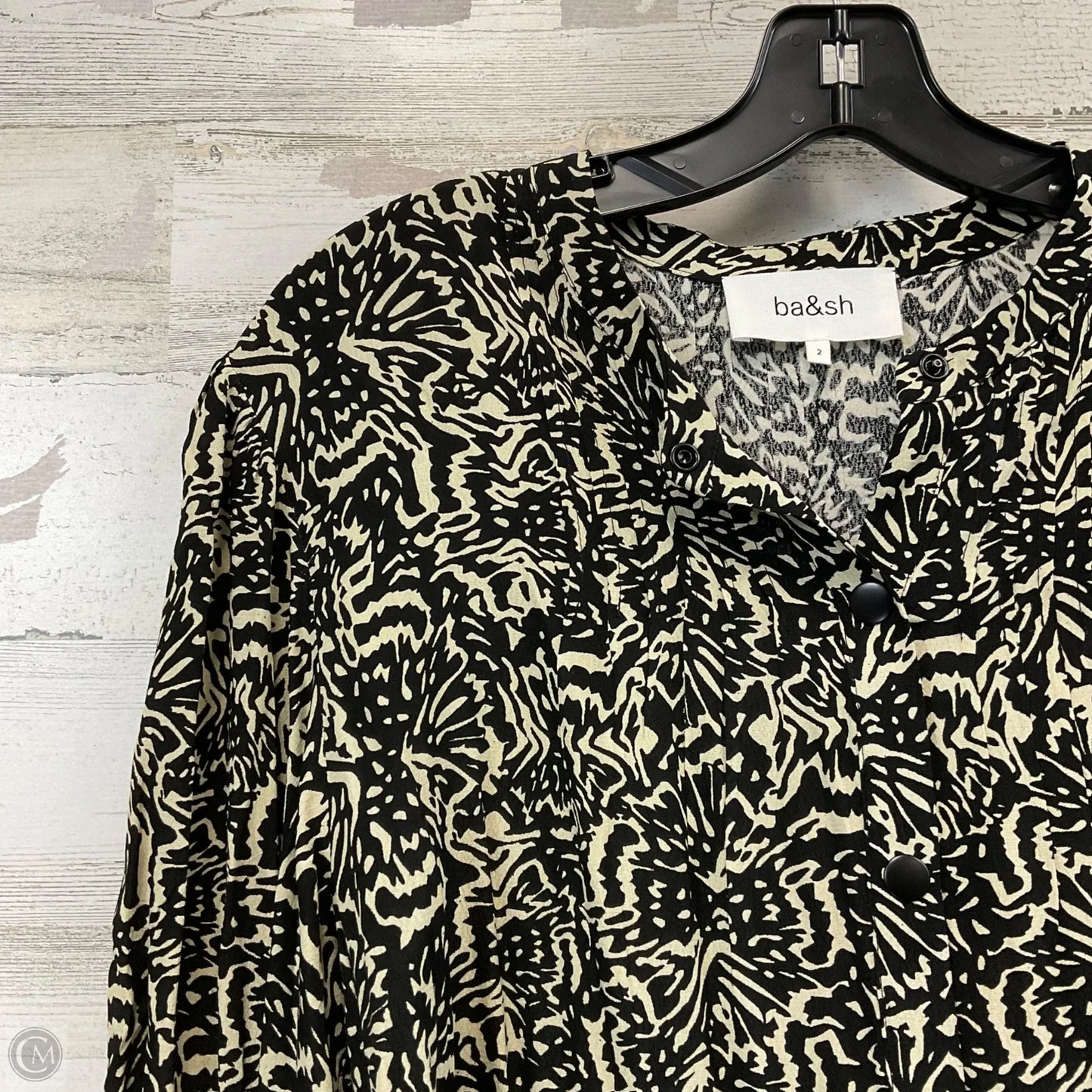 Blouse 3/4 Sleeve By ba&sh In Black & Brown, Size: M