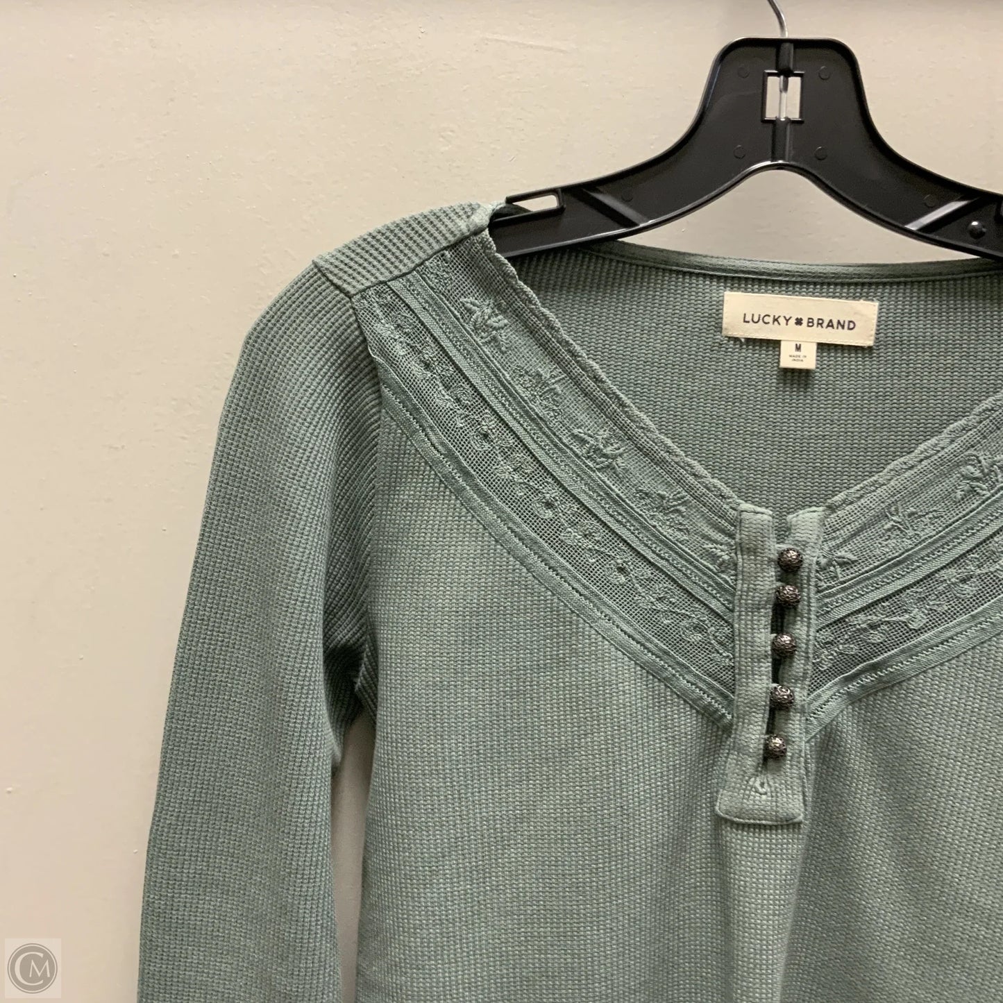 Top Long Sleeve Basic By Lucky Brand In Green, Size: M