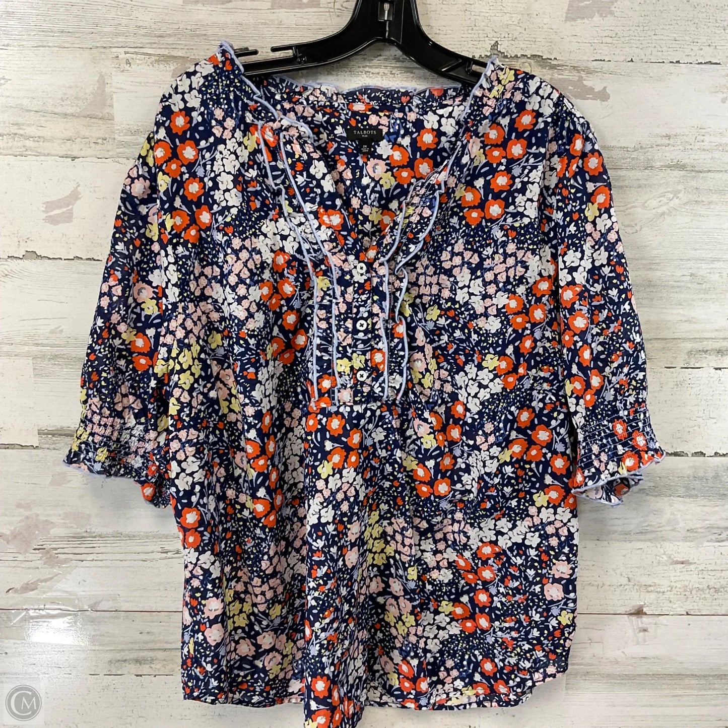Blouse Short Sleeve By Talbots In Blue, Size: 2x