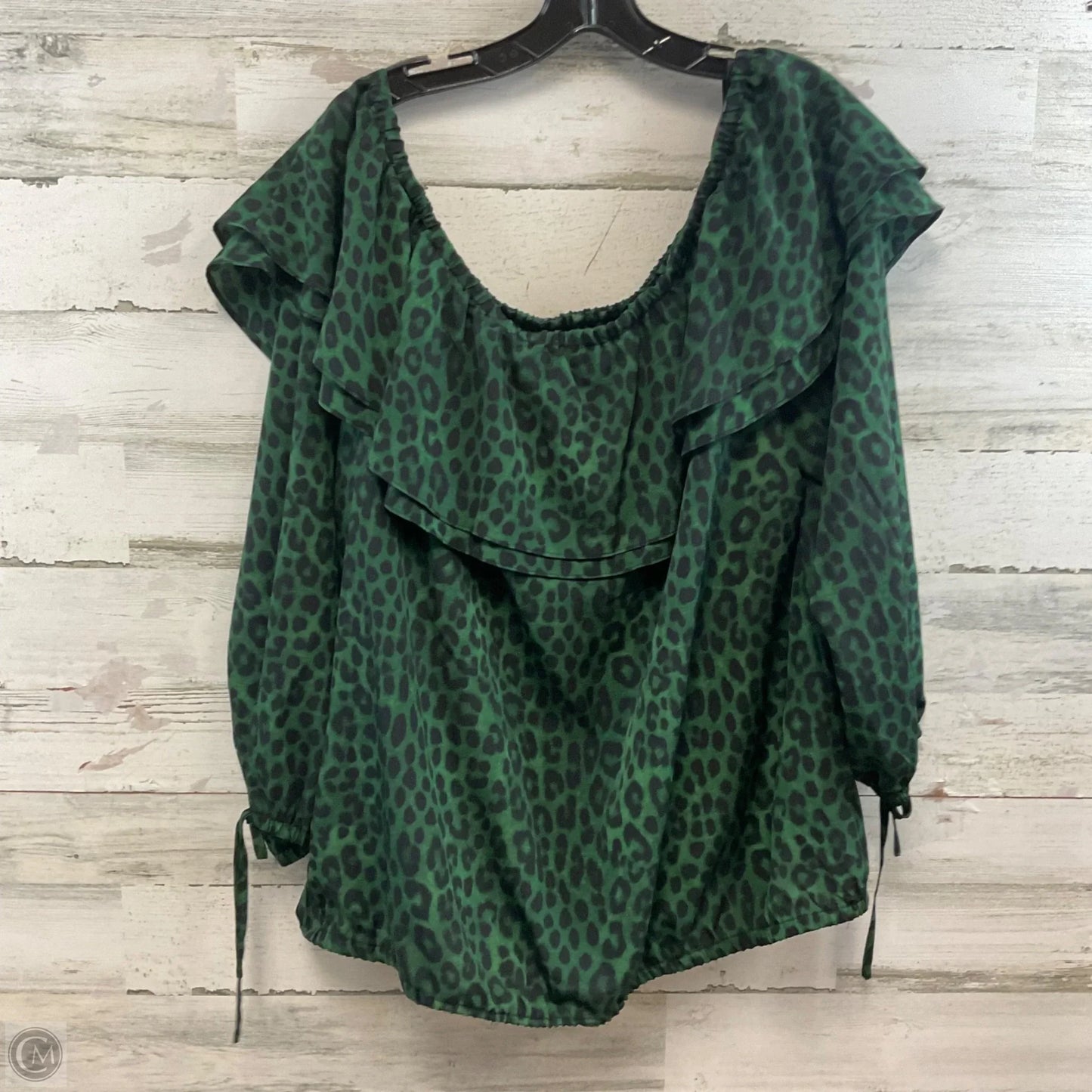 Blouse Long Sleeve By Michael By Michael Kors In Green, Size: 2x