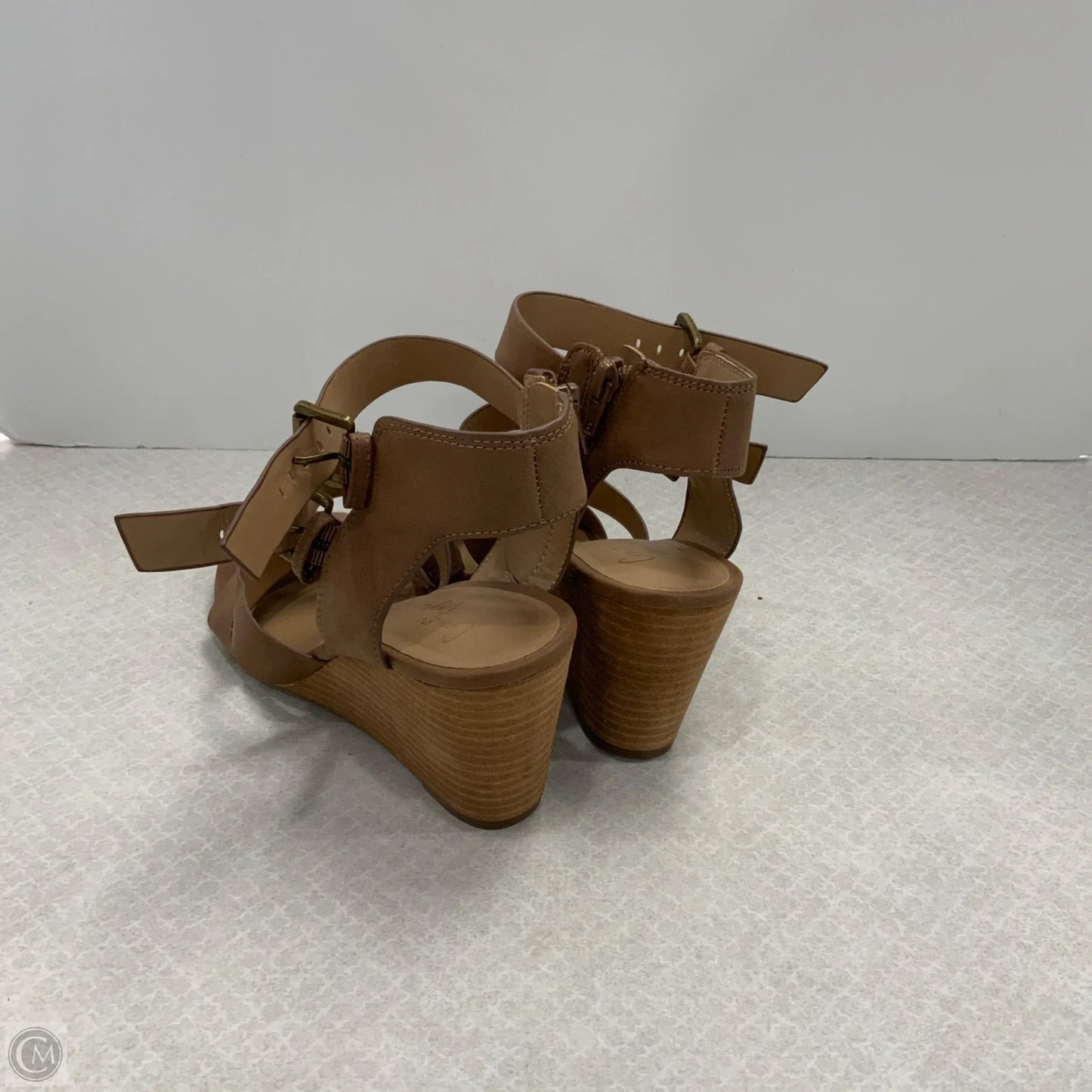 Sandals Heels Wedge By Crown Vintage In Brown, Size: 8.5