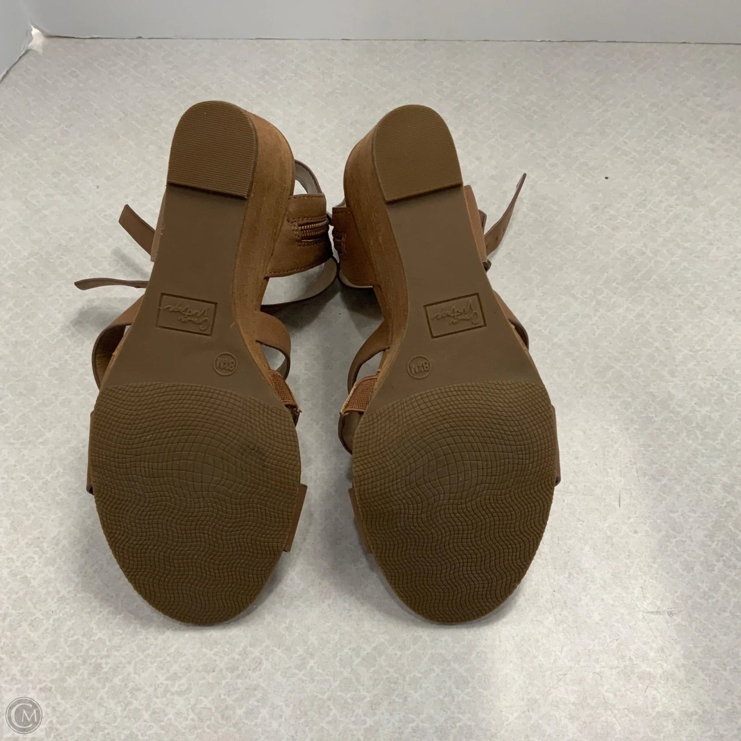 Sandals Heels Wedge By Crown Vintage In Brown, Size: 8.5