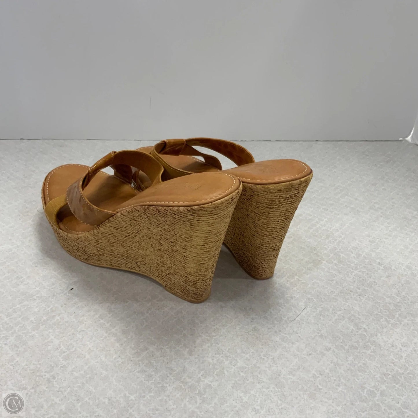 Sandals Heels Wedge By Italian Shoemakers In Brown, Size: 9