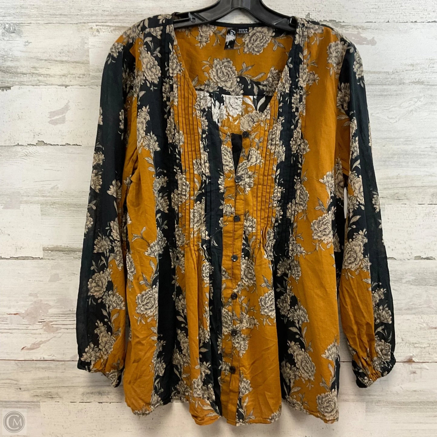 Top Long Sleeve By Ethyl In Brown, Size: L