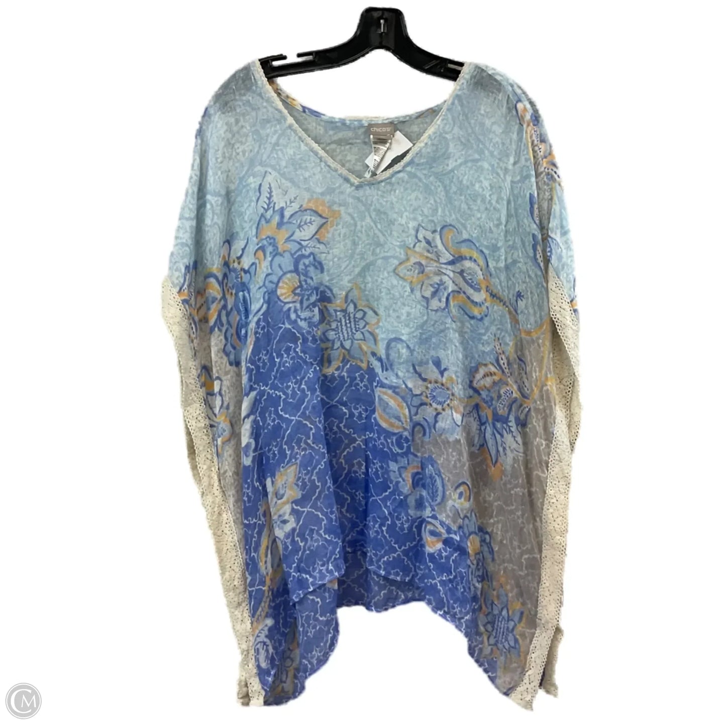 Blouse Short Sleeve By Chicos In Blue, Size: L