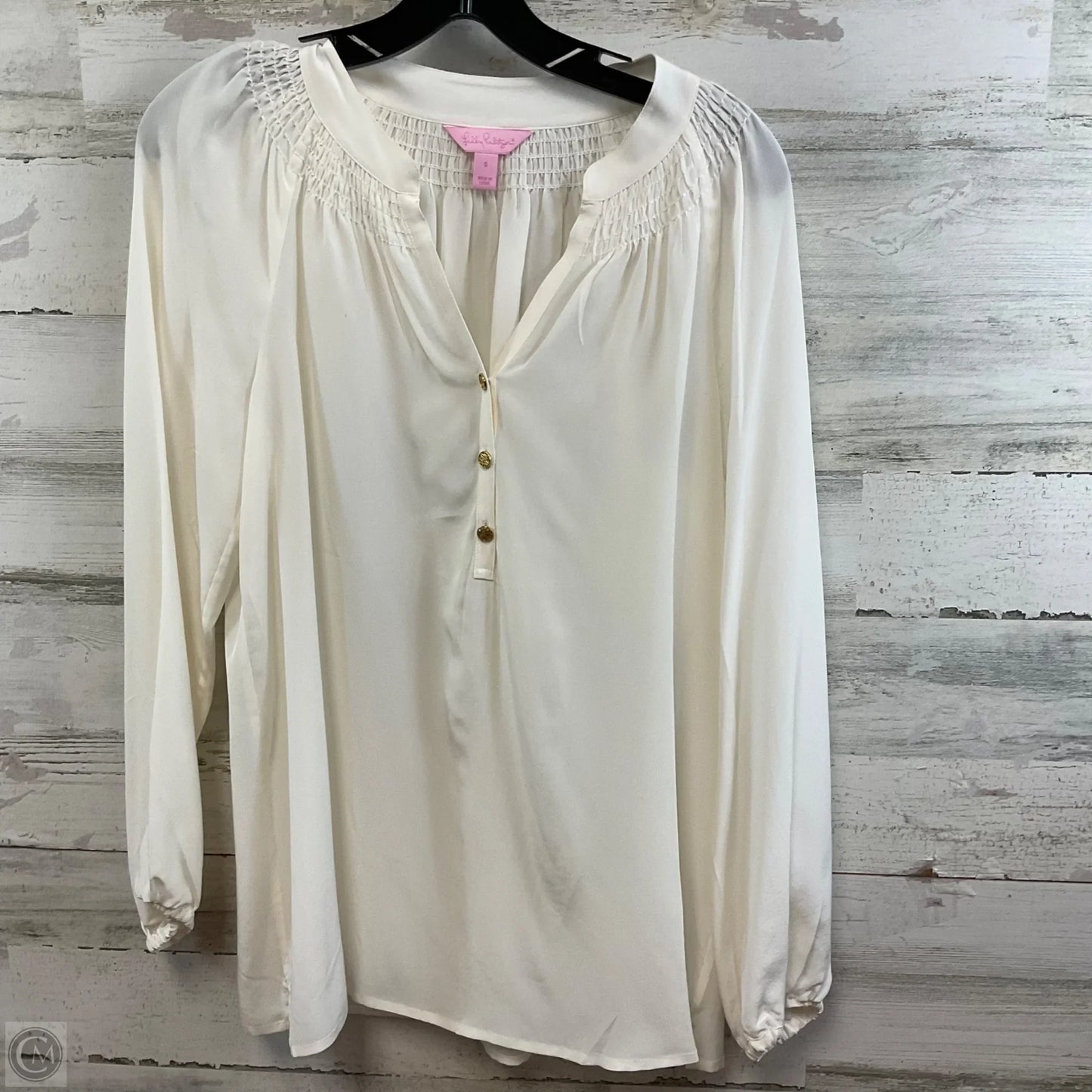 Blouse Long Sleeve By Lilly Pulitzer In Cream, Size: S