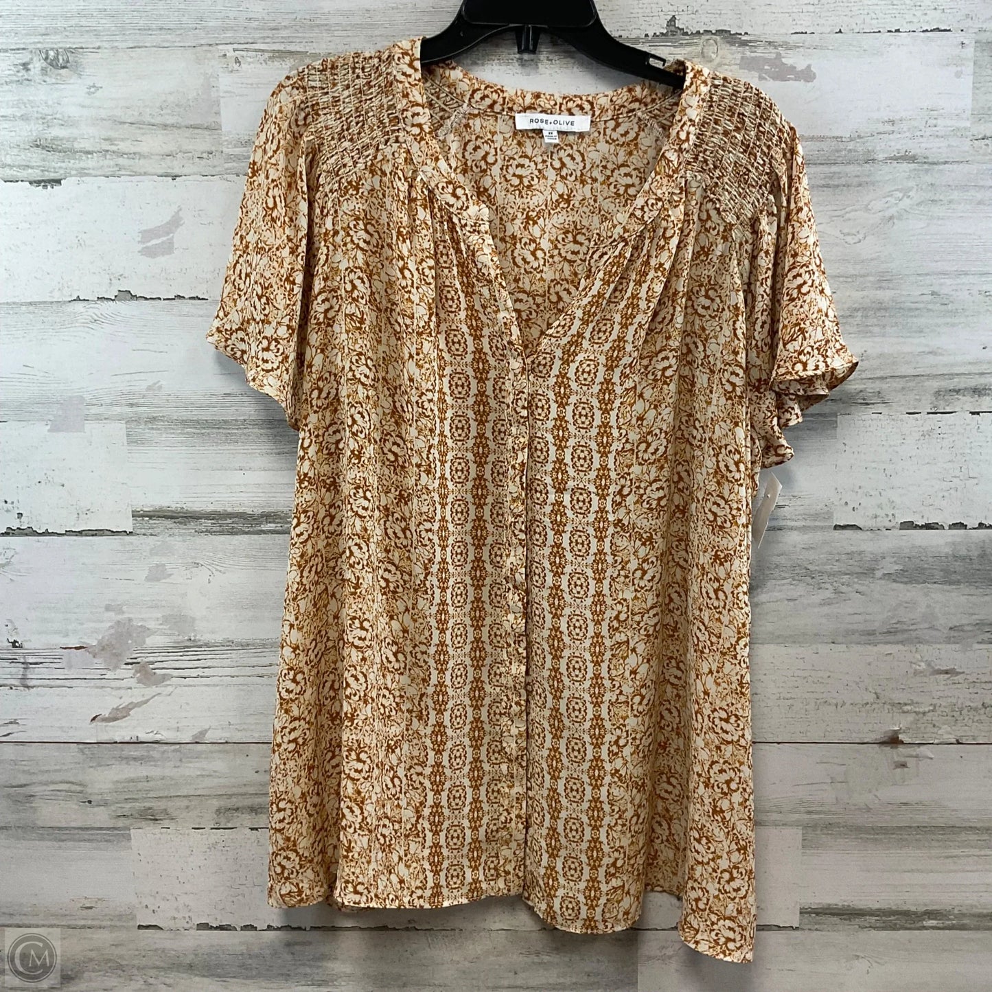 Blouse Short Sleeve By Rose And Olive In Brown, Size: 2x