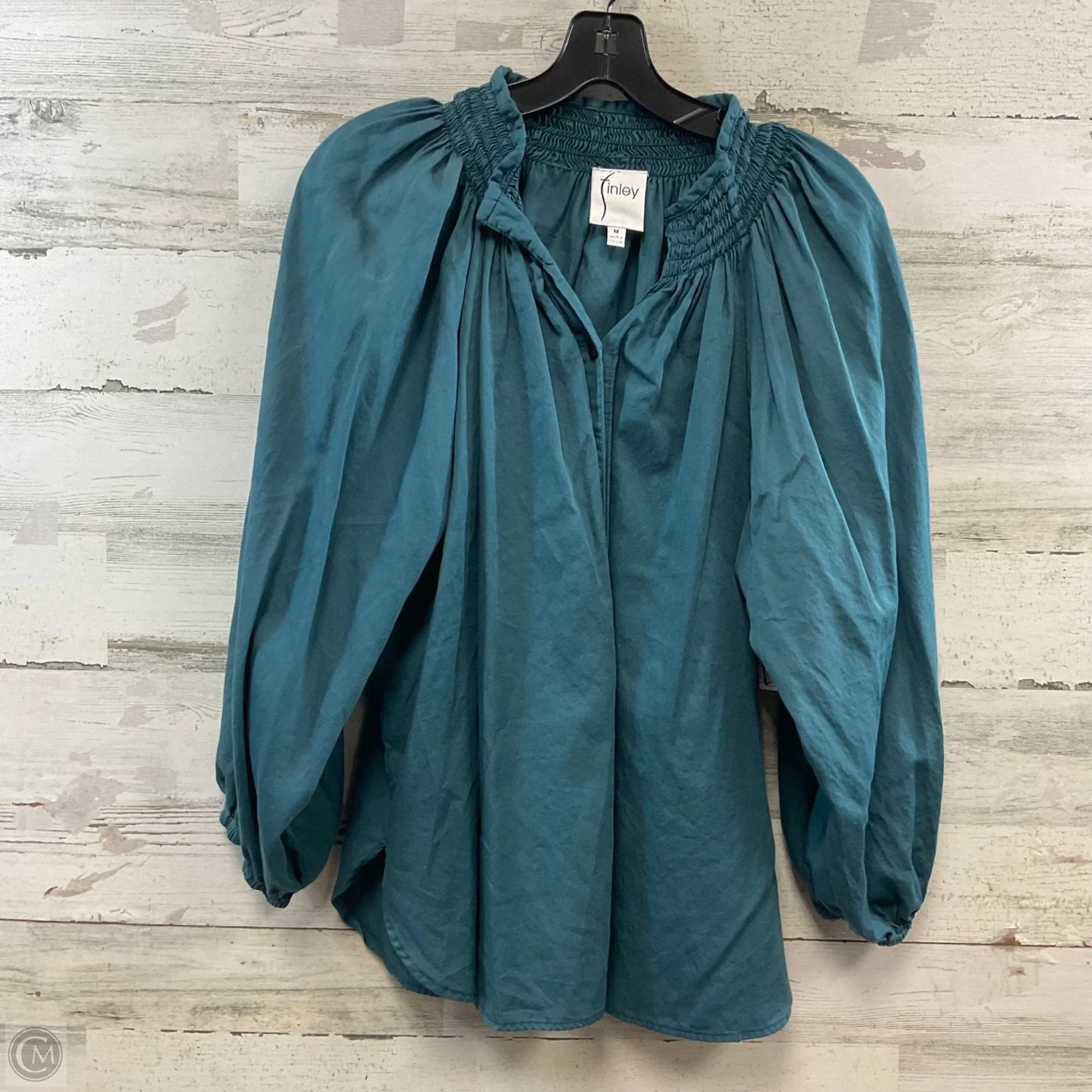 Blouse 3/4 Sleeve By FINLEY In Blue, Size: M